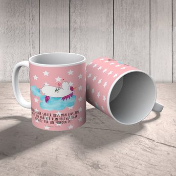 Mr. & Mrs. Panda Kinderbecher Einhorn Verliebt - Rot Pastell - Geschenk, Kindergartenbecher, Einhör, Kunststoff, Förderung der Selbstständigkeit