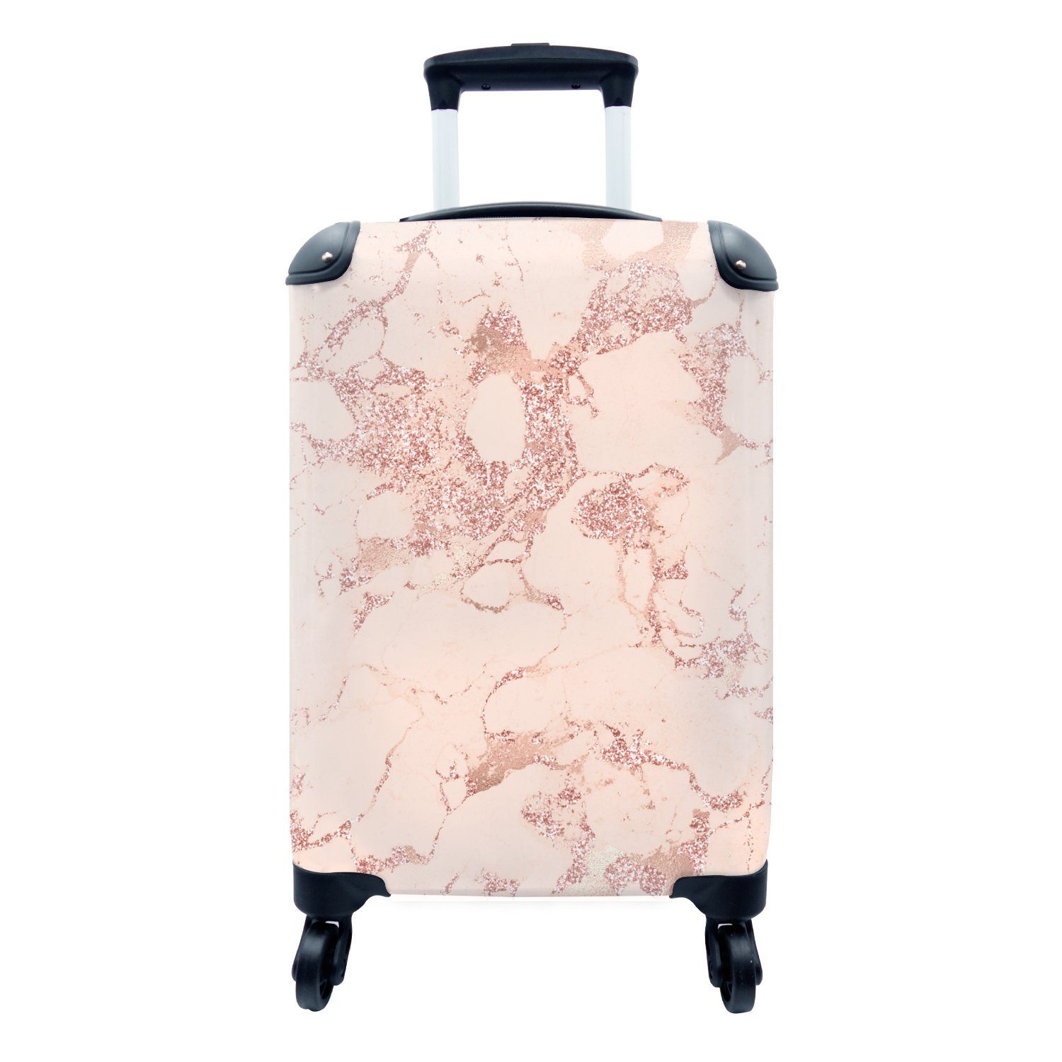 MuchoWow Handgepäckkoffer Marmor - Luxus - Rosa, 4 Rollen, Reisetasche mit rollen, Handgepäck für Ferien, Trolley, Reisekoffer