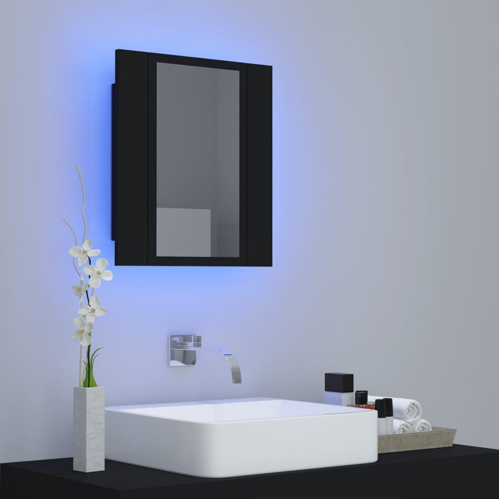 Acryl cm 40x12x45 vidaXL (1-St) Schwarz LED-Bad-Spiegelschrank Badezimmerspiegelschrank