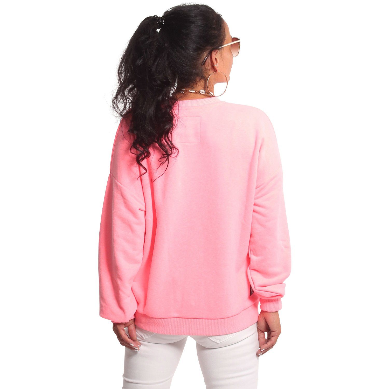 YAKUZA Sweatshirt im neon pink Shot Look Oversized