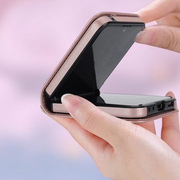 Wigento Handyhülle Für Samsung Galaxy Z Flip5 5G Kunstleder Handy Tasche + Umhängeband
