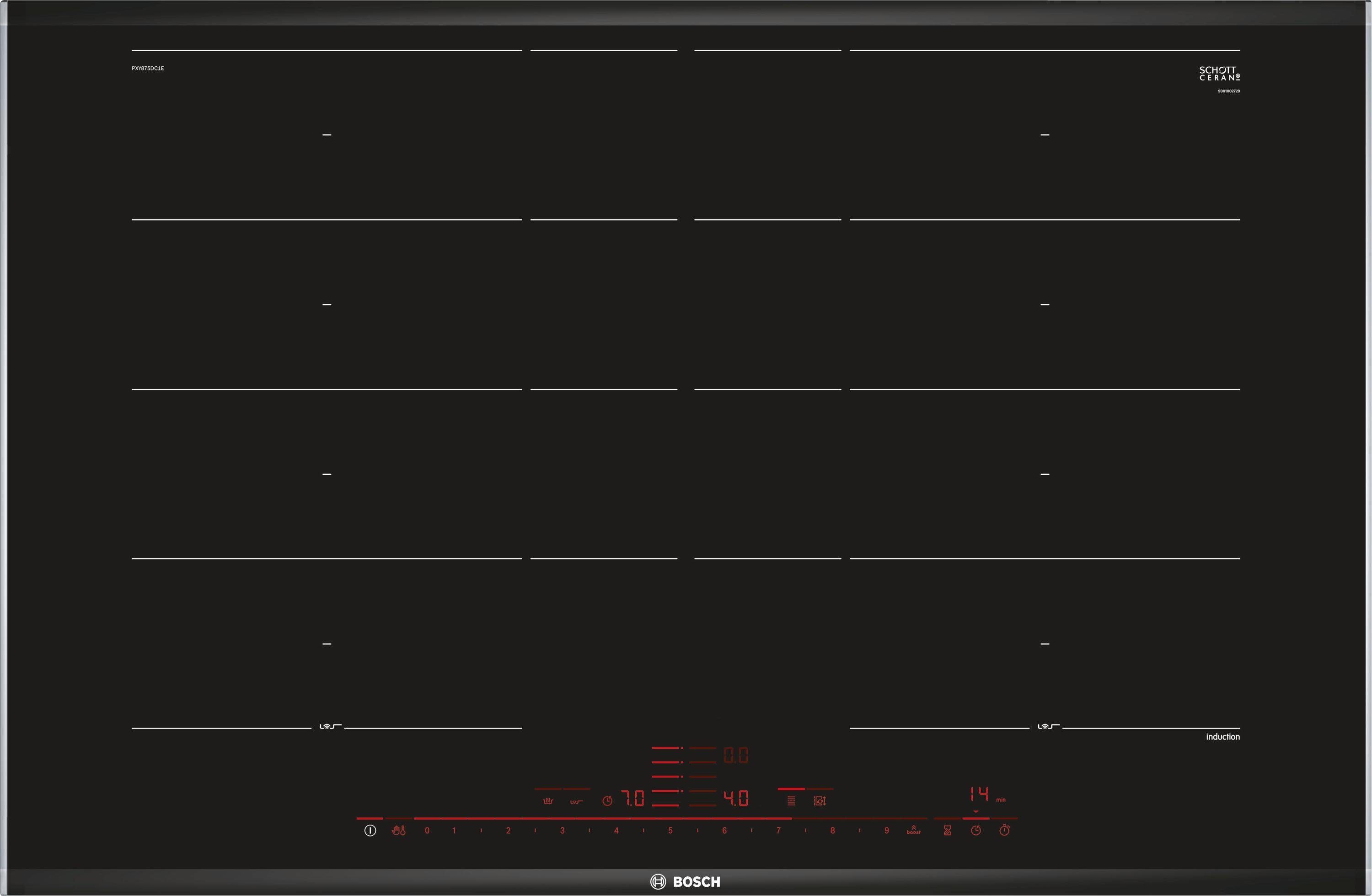 BOSCH Flex-Induktions-Kochfeld von SCHOTT CERAN® PXY875DC1E, DirectSelect Premium für einfachen & intuitiven Bedienkomfort