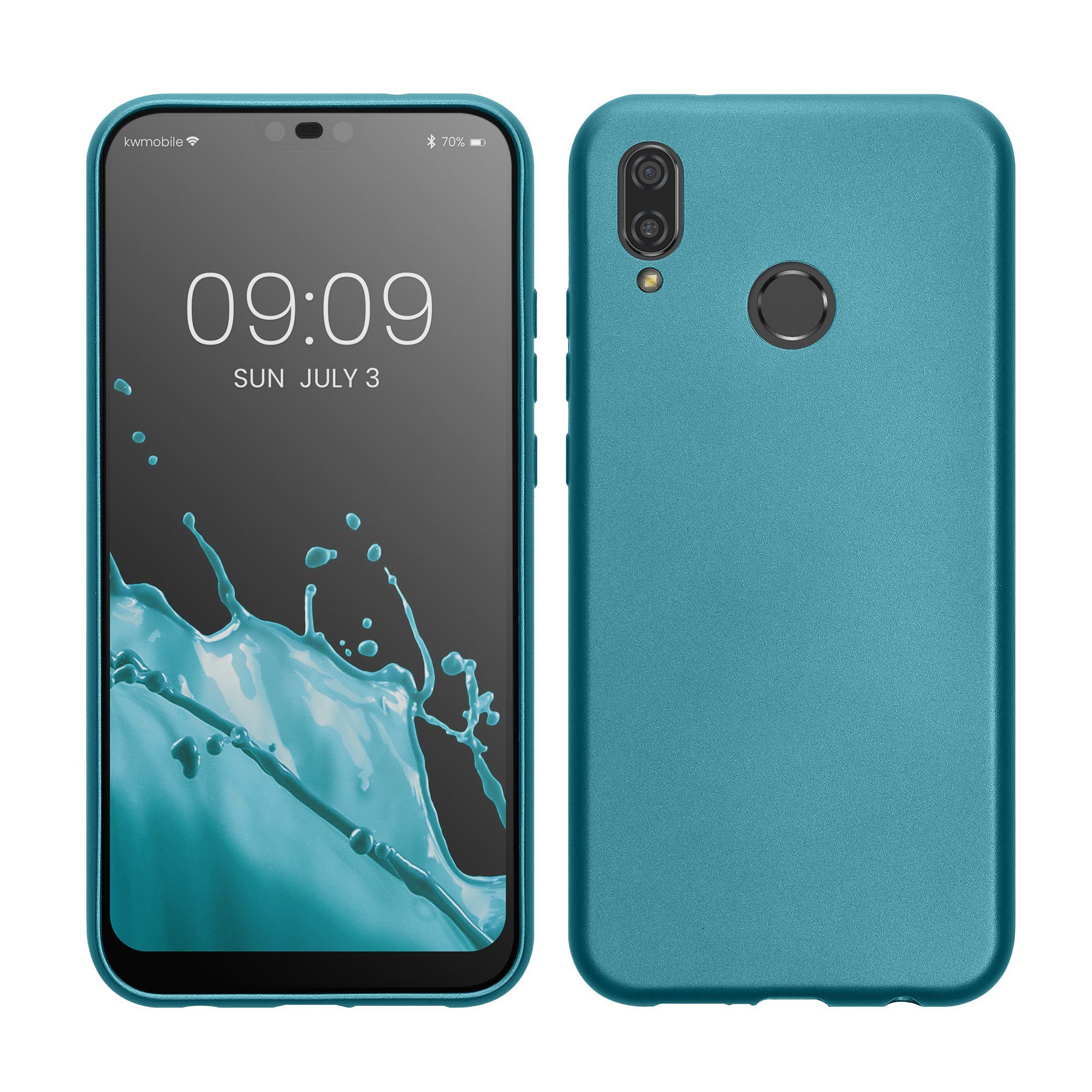kwmobile Handyhülle Handyhülle für Huawei P20 Lite Hülle, Silikon Case metallisch schimmernd - Schutzhülle Cover