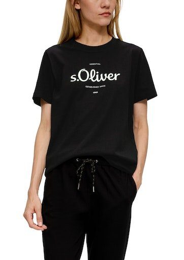 vorne grey/black s.Oliver Logodruck T-Shirt mit