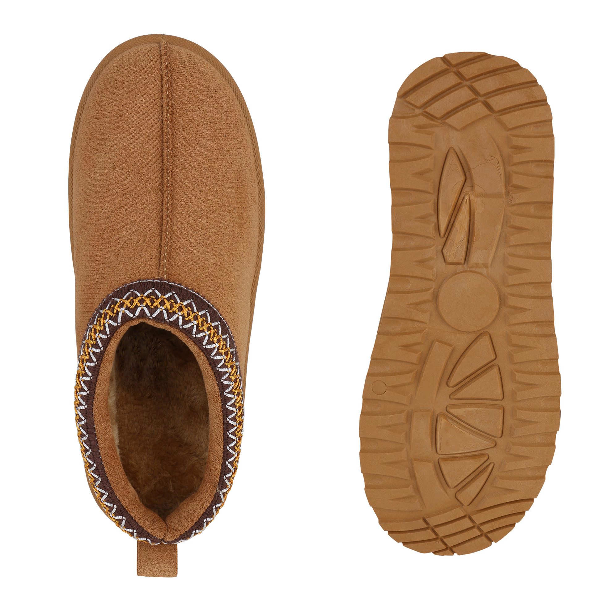 VAN HILL 840875 Hausschuh Damen Warm Gefütterte Pantoffeln Hausschuhe Bequeme Prints