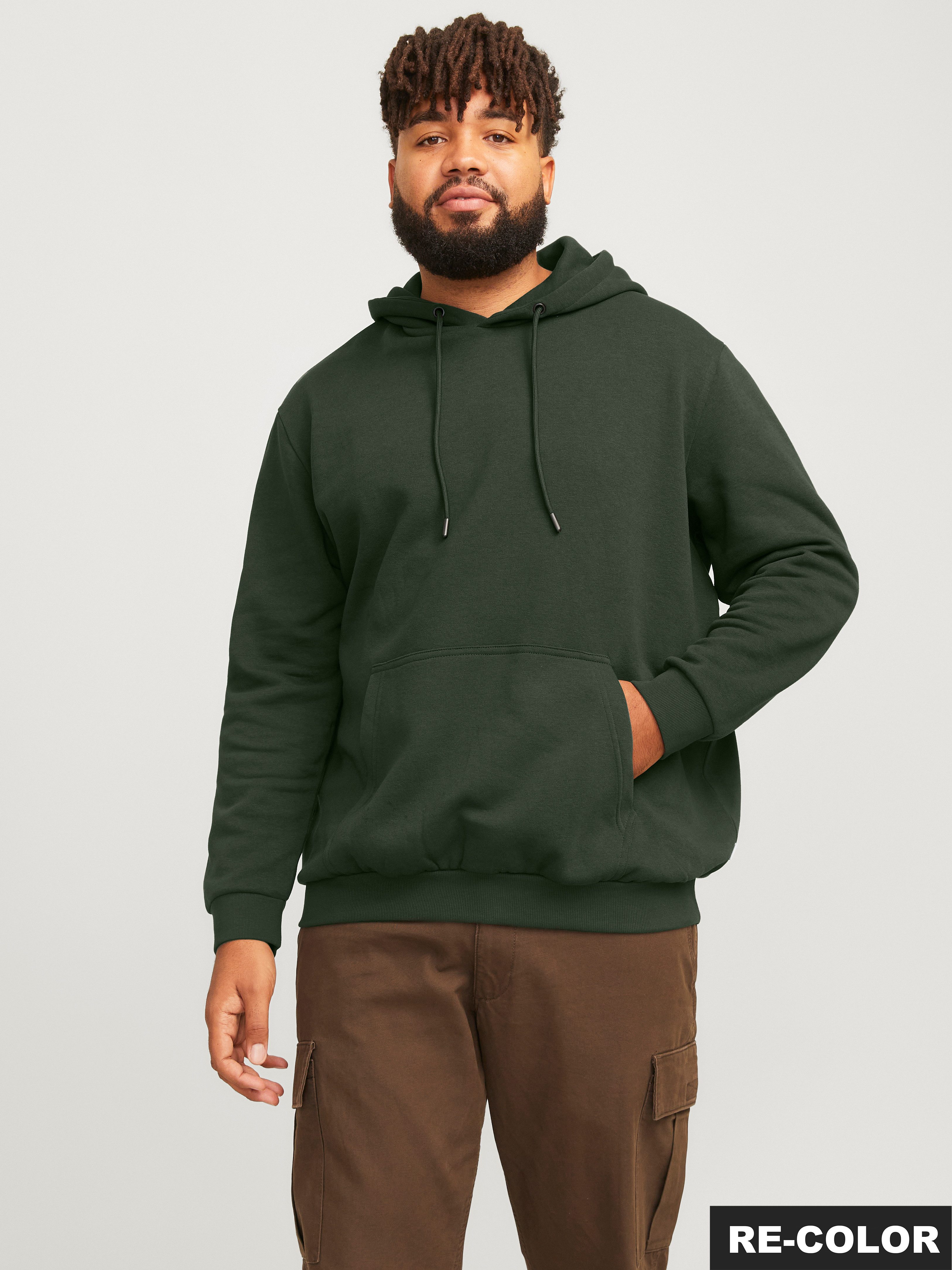 Jack & Jones PlusSize Kapuzensweatshirt JJEBRADLEY SWEAT HOOD NOOS PLS mit Rippbündchen