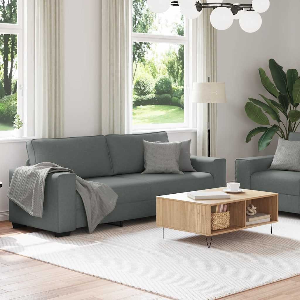 vidaXL Sofa 2-tlg. Sofagarnitur mit Kissen Dunkelgrau Stoff, 1 Teile