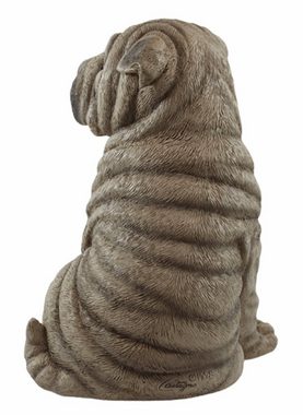 Castagna Tierfigur Hundefigur Chinesischer Faltenhund Shar Pei Welpe sitzend Kollektion Castagna aus Resin H 24 cm