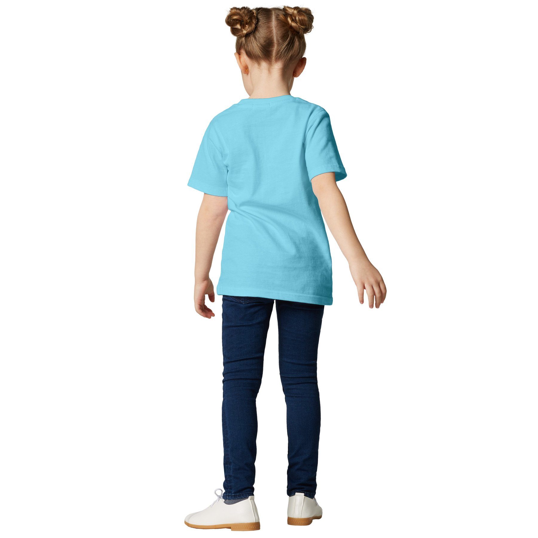 dressforfun T-Shirt Kurzarmtop, Für viele Outfits & Auftritte, Rundhals mit (Freizeitoberteil, Konfektionsgröße 116 (5-7 Jahre) in hellblau) Einfarbiges T-Shirt – Bild 4 von 5