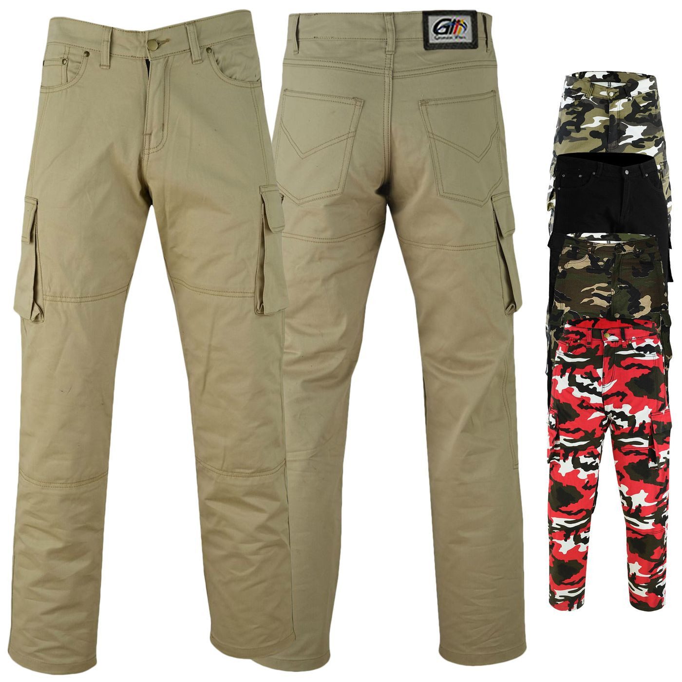 German Wear Motorradhose JEANS-003 Motorradjeans Biker Cargohose mit Schutz Aramidstoff & CE-Protektoren