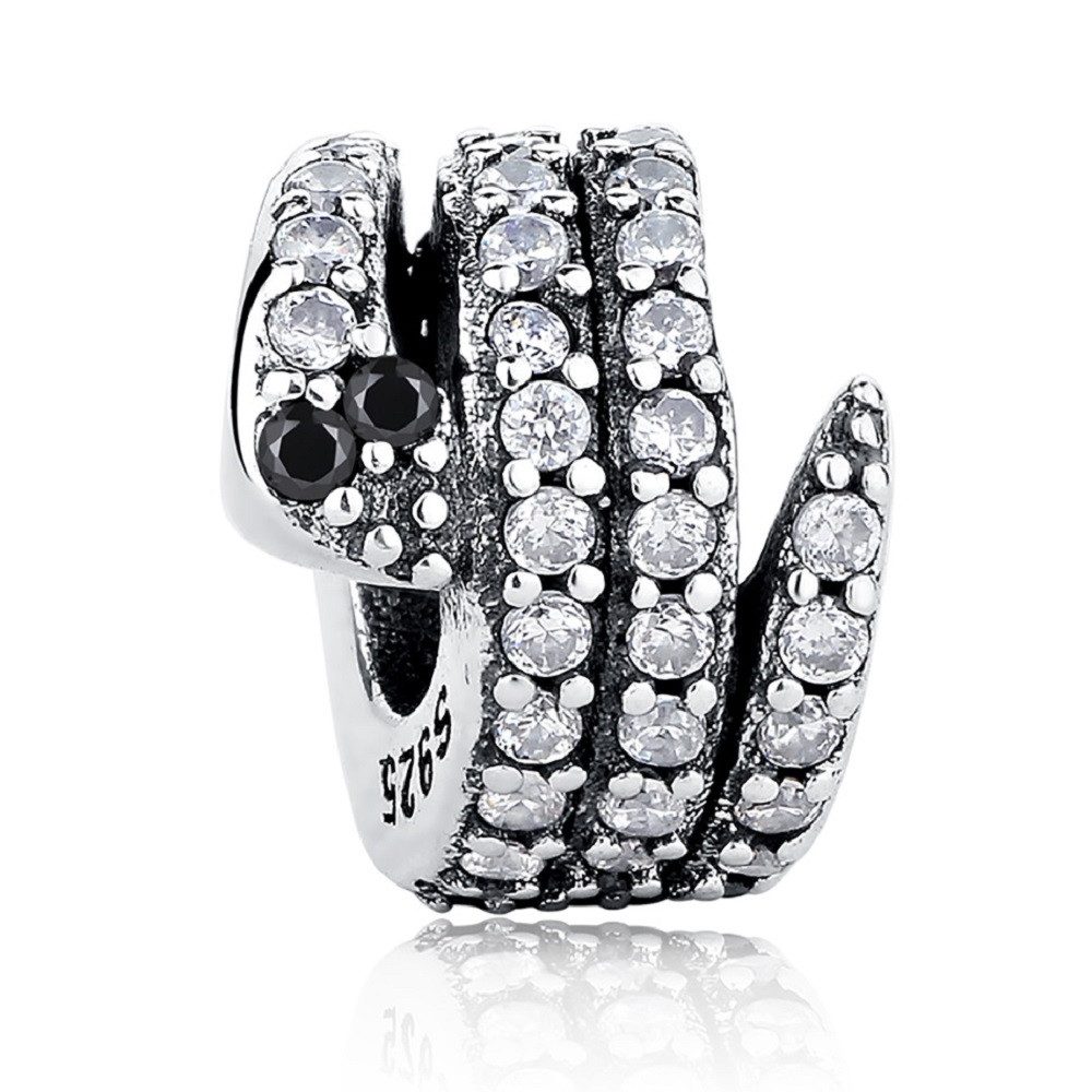 PANDACHARMS Bead Evas Schlange Charm für Charm Armband, 925er Sterling Silber, Zirkonia