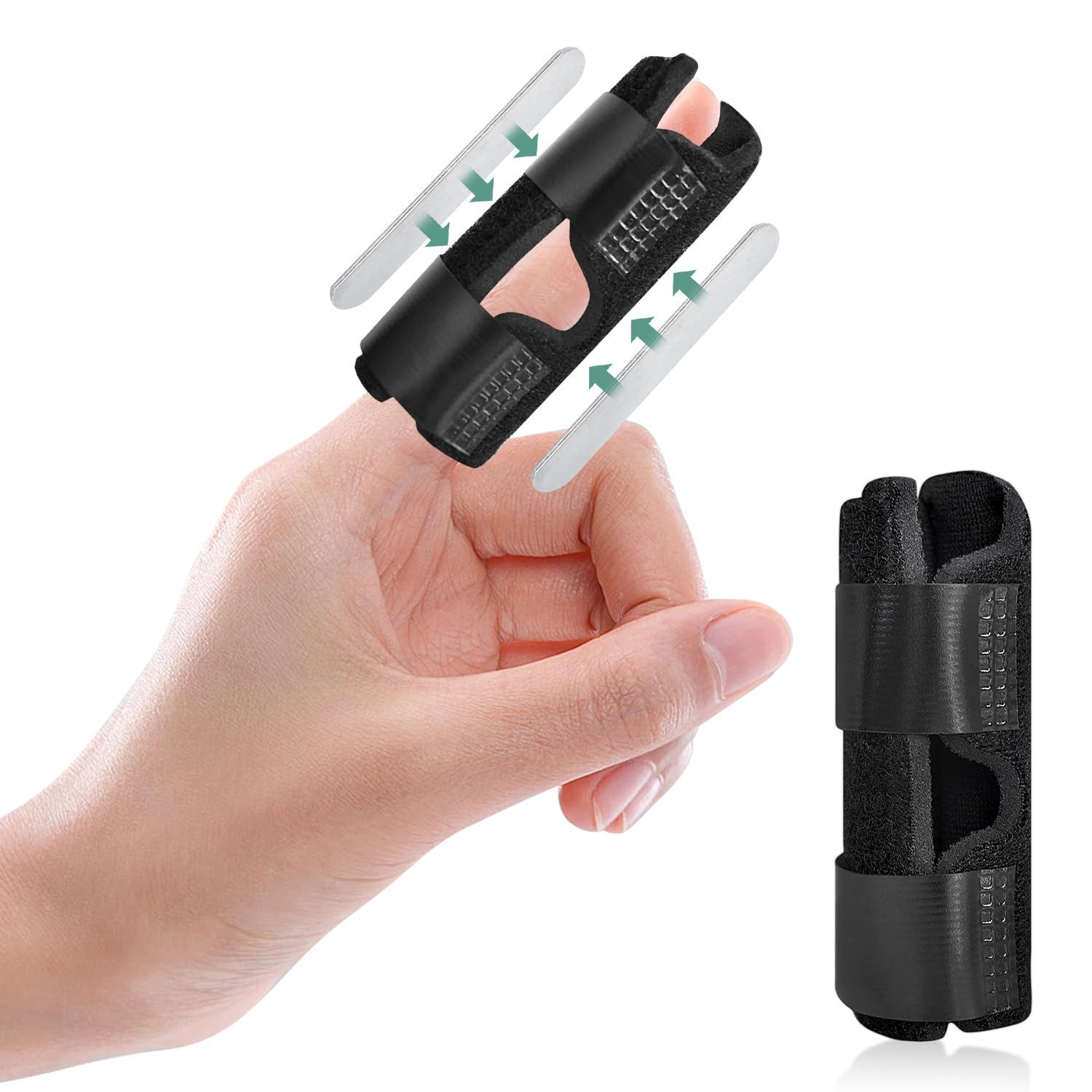 COOL-i ® Fingerbandage Verstellbare Fingerschiene mit 2 Metallschienen, 2 Stück, Fingerstütze zur Ruhigstellung, atmungsaktiv, Universalgröße