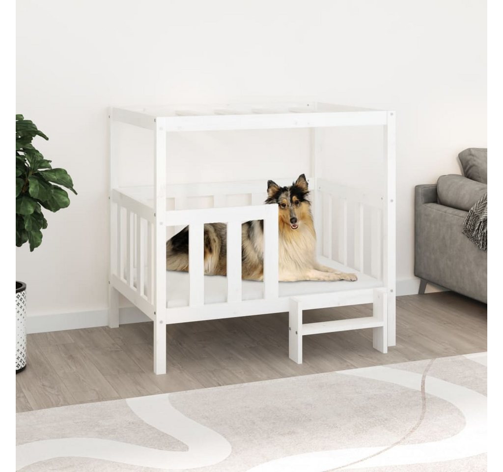 Thumbnail - vidaXL Tierbett, Hundebett Weiß 105,5x83,5x100 cm Massivholz Kiefer