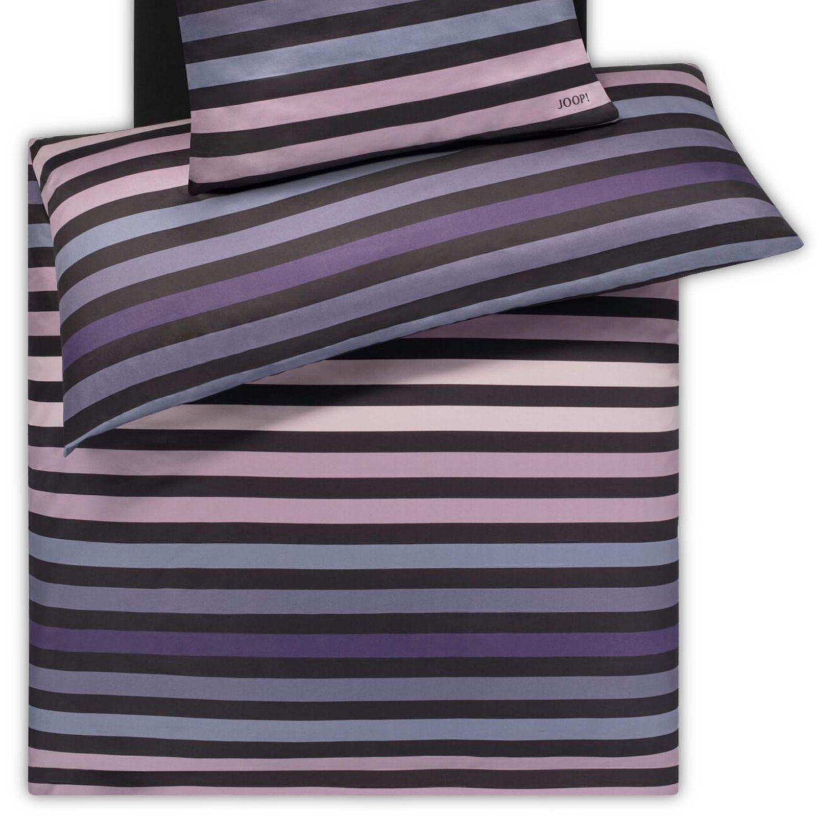 JOOP! Bettwäsche Tone 4103 5 Violett, Mako-Satin, 3 teilig, Gestreift, Logo