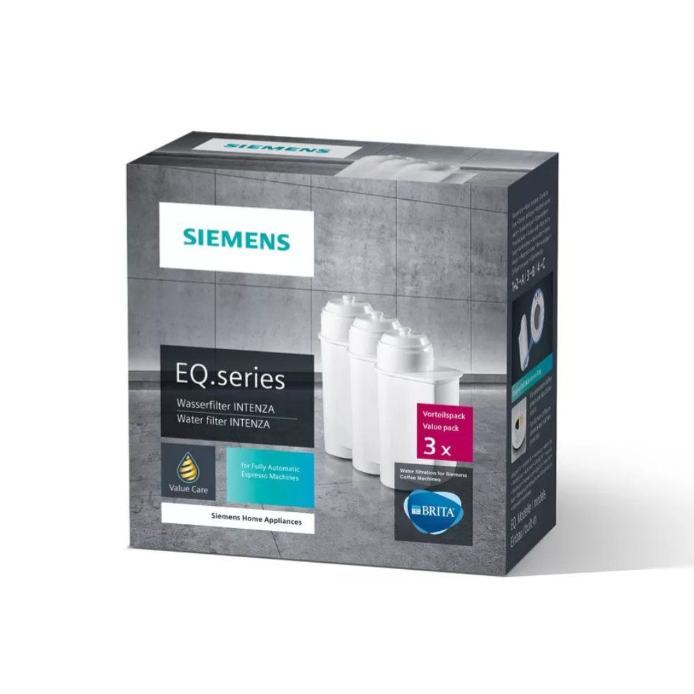 für Siemens SIEMENS EQ.9 Wasserfilter Plus EQ.300, alle und der EQ.6, EQ.700, EQ Reinigungskartusche Zubehör Einbauvollautomaten, Pack) Kaffeevollautomaten (3er Intenza EQ.500, Reihe: BRITA TZ70033,