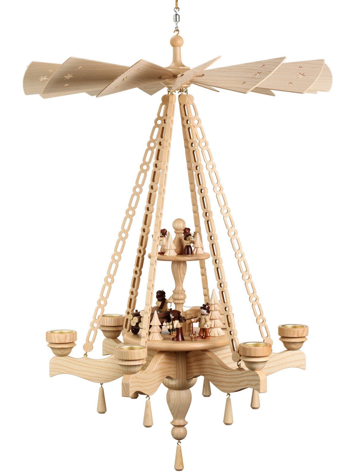 Volkskunstwerkstatt Unger Weihnachtspyramide Deckenpyramide 85cm, Zur Jagd