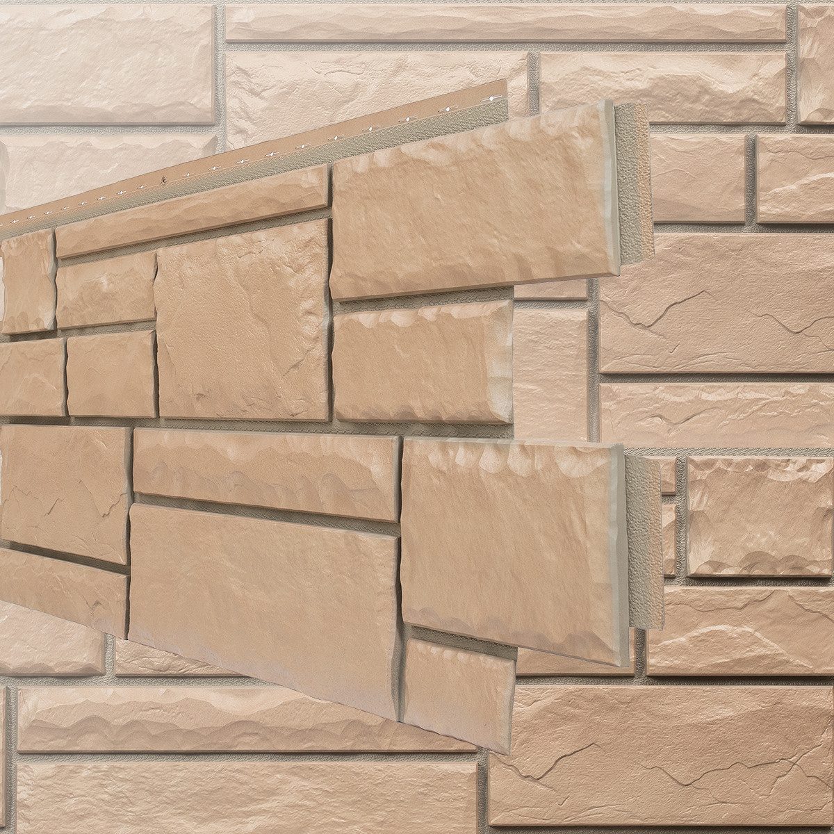 NOVIK Verkleidungspaneel NovikStone HC Platte 122x47 cm 9 St. 4,65qm Bruchstein sand, BxL: 47,00x121,92 cm, 0,52 qm, (Karton mit 9 Platten, 4,27 qm) Wandverkleidung mit 3-D-Effekt, problemlose Montage, Natursteinoptik