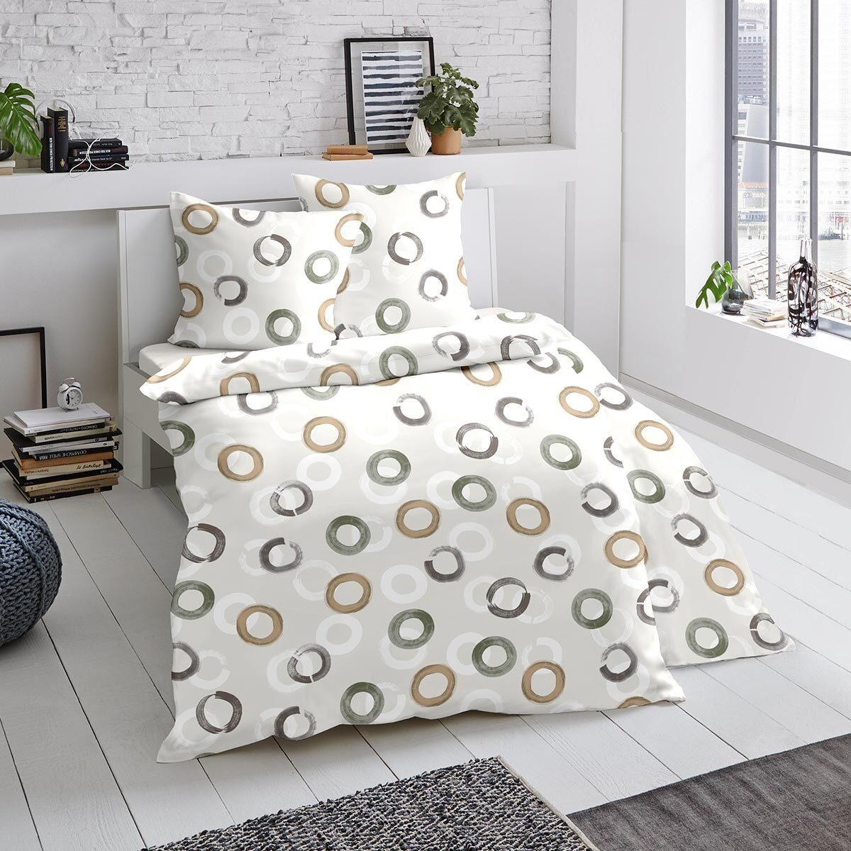 TRAUMSCHLAF Bettwäsche Kreise, Biber, 3 teilig, Biberbettwäsche weich und k günstig online kaufen