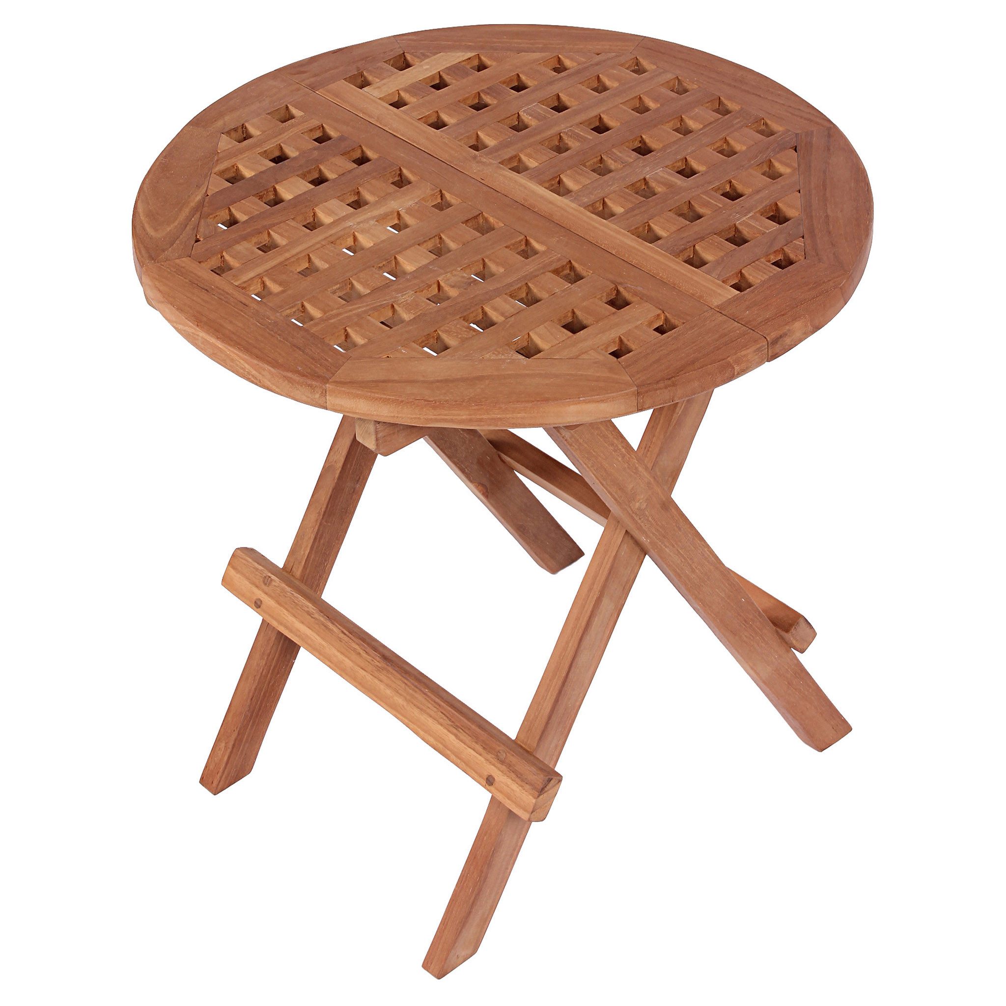 bene living Klapptisch Dorset Ø 50 cm - Teakholz (1-St), Klapptisch mit naturbelassener Tischplatte in Lochoptik