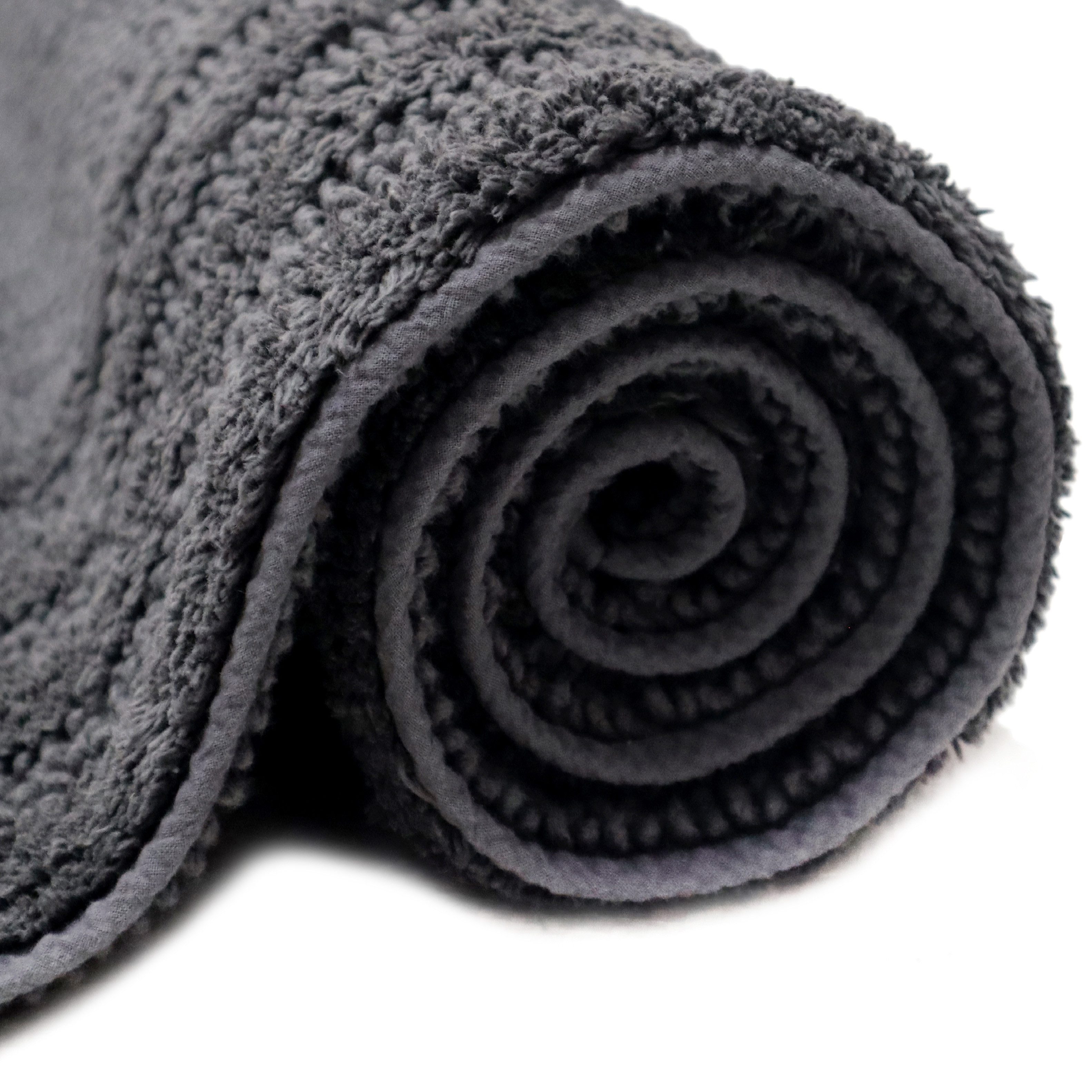 my home Badematte Inga, Rahmen, Badvorleger, Badezimmer Teppich, Höhe 18 mm, beidseitig nutzbar, fußbodenheizungsgeeignet, strapazierfähig, Baumwolle, rechteckig, 100% Baumwolle, Hoch-Tief-Effekt, weich, trocknergeeignet