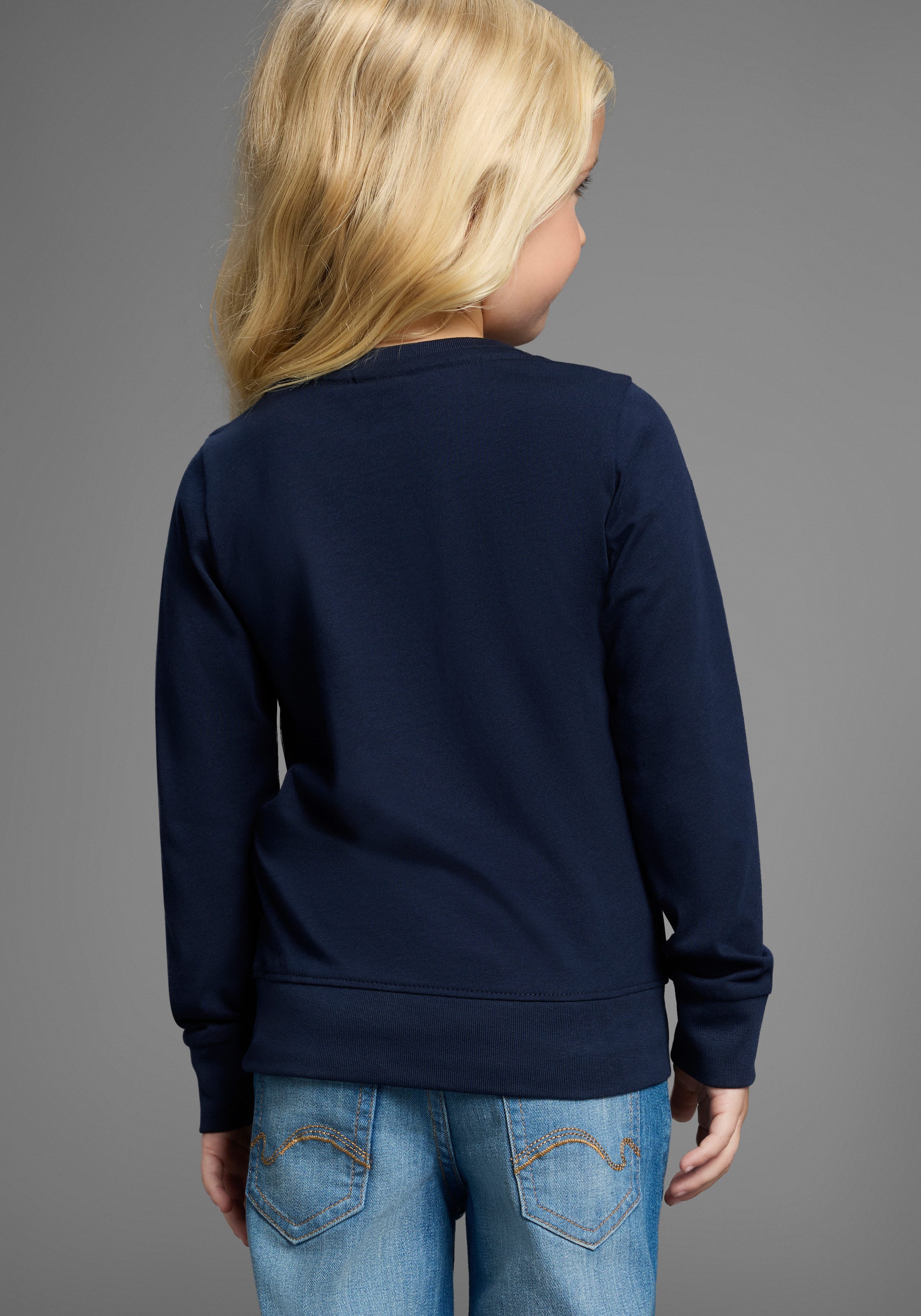KangaROOS Langarmshirt mit Einsätzen für kleine Mädchen Shirt mit modischen Einsätzen und Logo-Stickerei