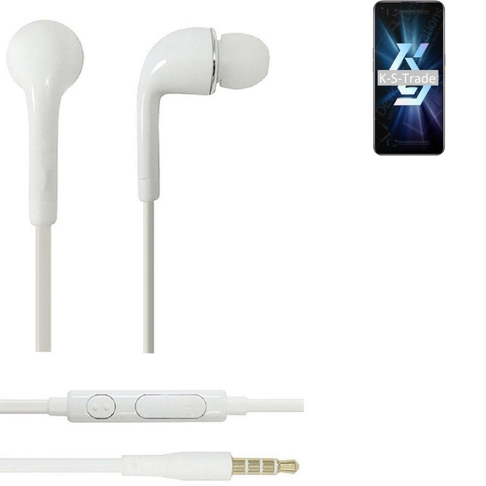 K-S-Trade für Oppo K9 5G In-Ear-Kopfhörer (Kopfhörer Headset mit Mikrofon u Lautstärkeregler weiß 3,5mm)