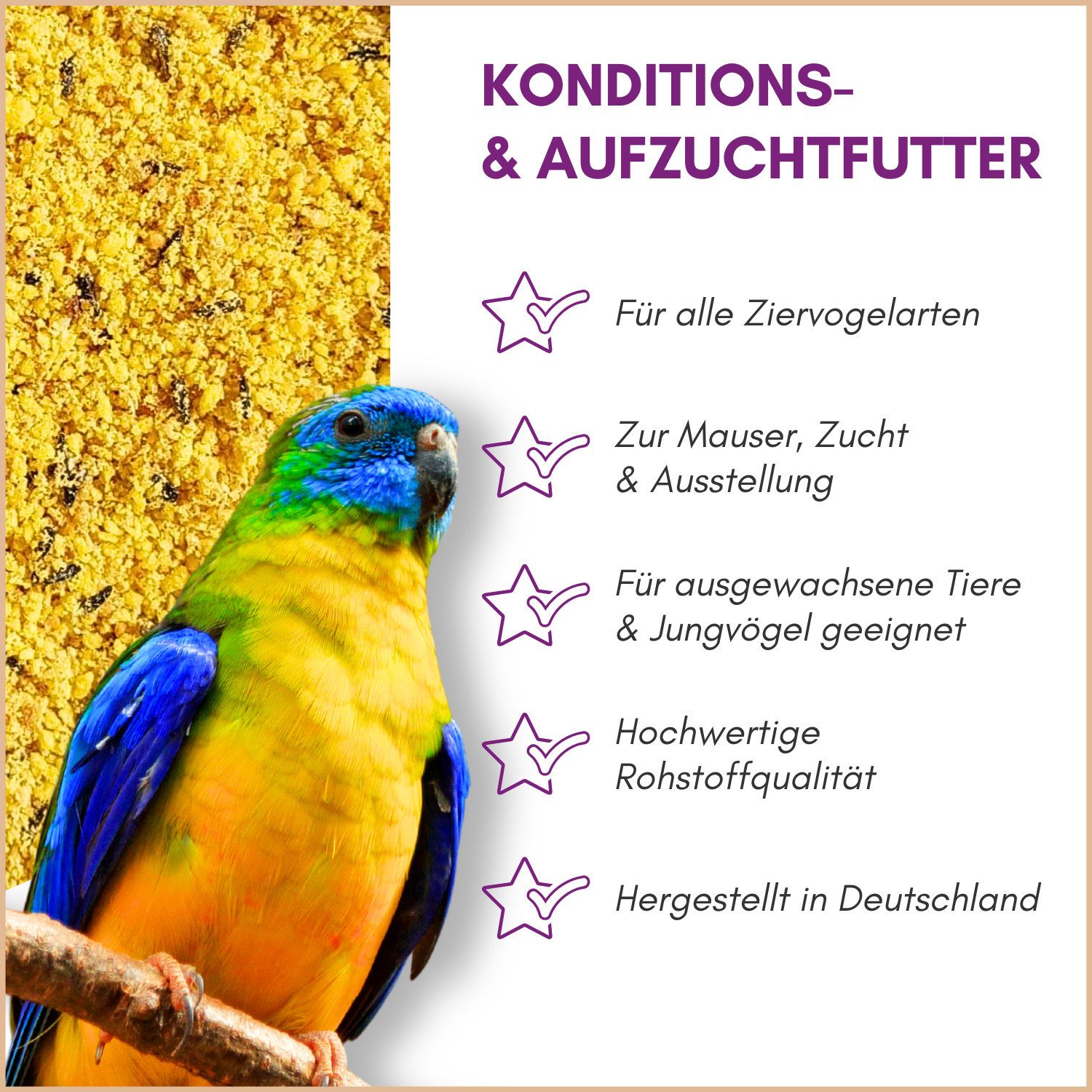 Optimax Kondition- und Aufzuchtfutter für Vögel - Eifutter für alle Ziervögel, Ergänzungsfutter für: Ziervogel