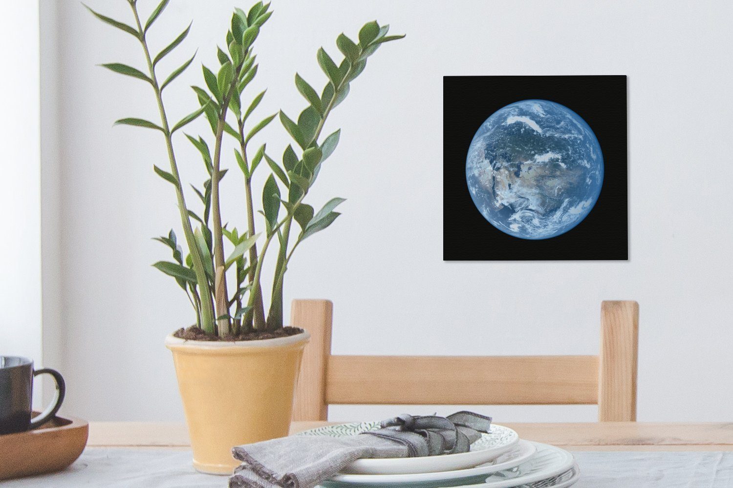 Leinwandbild Schlafzimmer OneMillionCanvasses® Satellitenbild (1 St), Bilder für Wohnzimmer Leinwand Erde, einer hellblauen