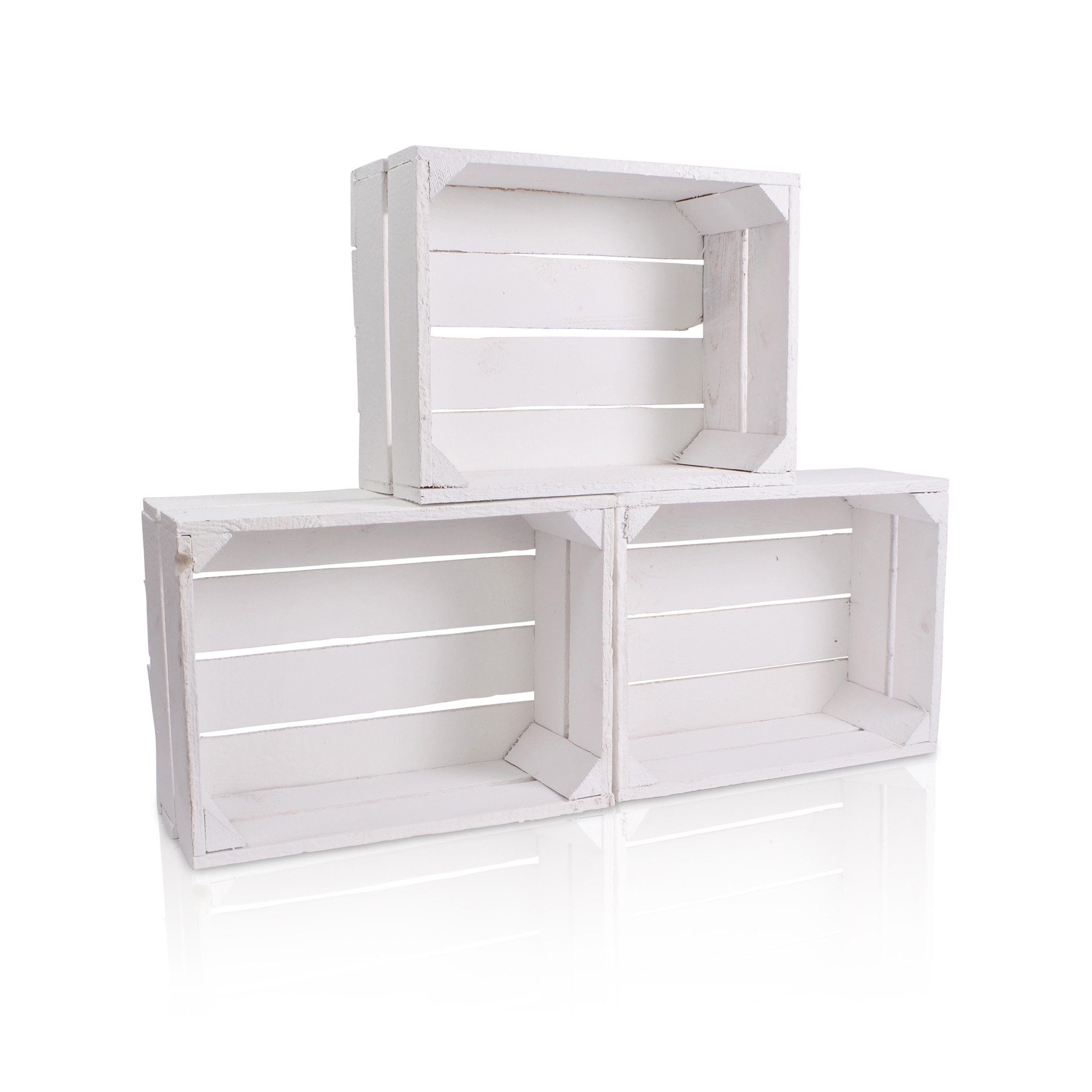 CHICCIE Holzkiste Regale Weiß 38x28x15cm - Kiste Aufbewahrungsbox (3 St)