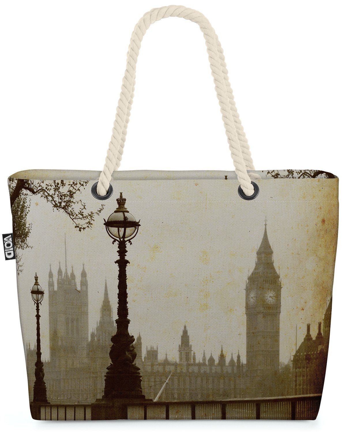 VOID Strandtasche (1-tlg), Retro Big Ben Parliament London England Britain Großbritannien Verein