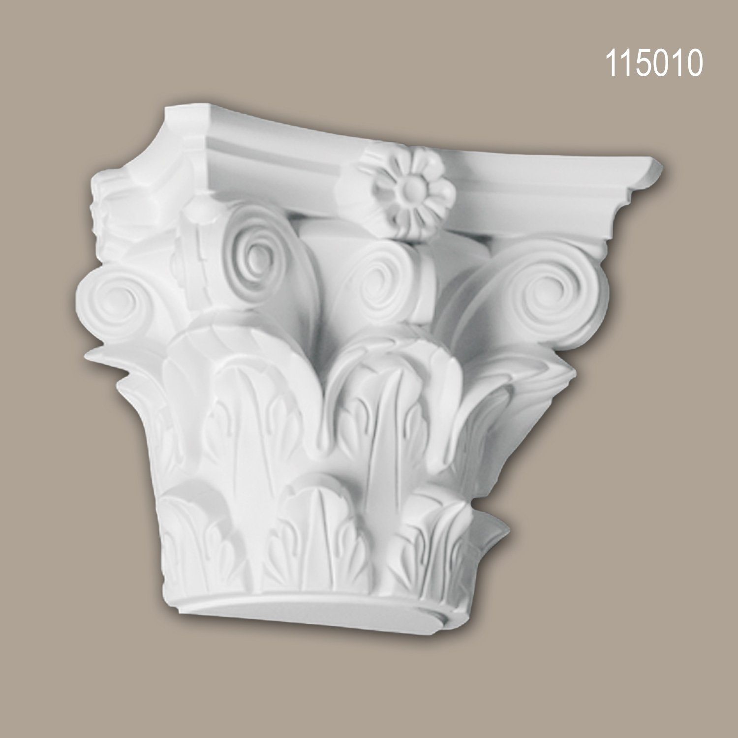 Profhome Wanddekoobjekt 115010 Halbsäulen Kapitell Säule Zierelement Stuckdekor (Halbsäulen Kapitell, 1 St., Säule, Zierelement, Stucksäule, Dekosäule), weiß, vorgrundiert, Stil: Korinthisch
