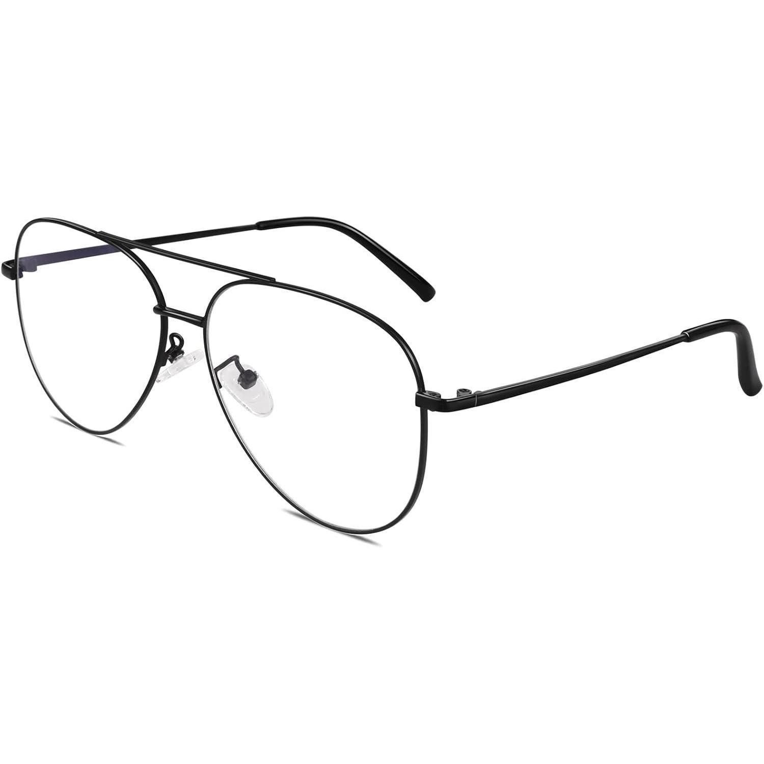 LuxusKollektion Brillengestell Brille Pilot OhneStärke Retro Metall UV400 DamenHerren 1 Schwarz