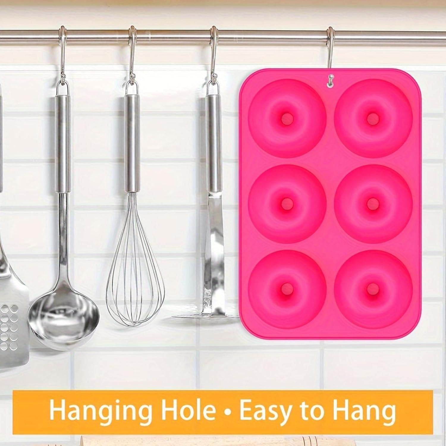 LuxusKollektion Donutform Donutformen Silikon 2er 6fach Antihaft 260C Muffins Grün und Rosa