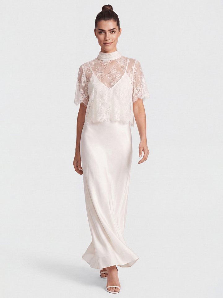 Apart Brautkleid aus Satin mit Spitzenjäckchen