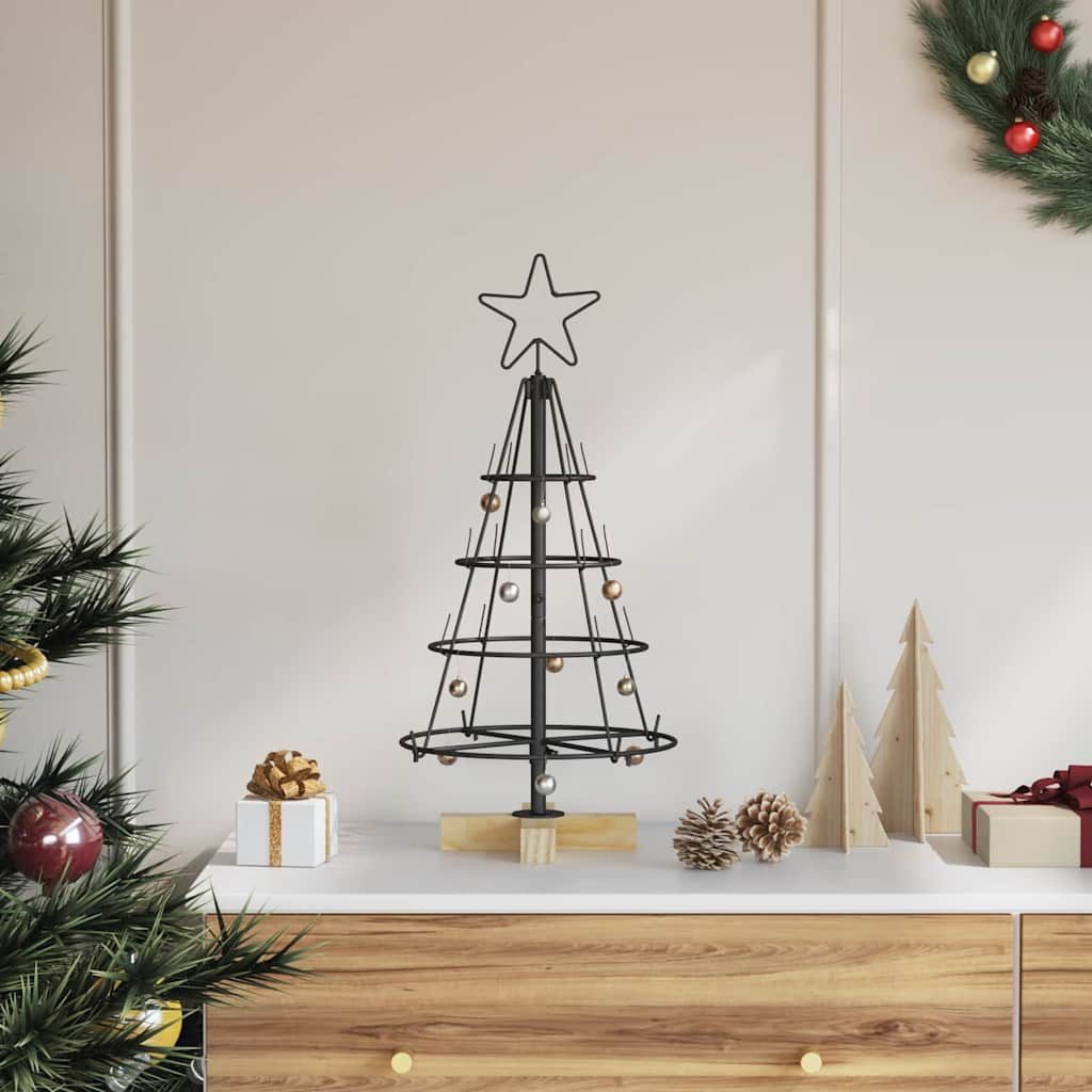 vidaXL Künstlicher Weihnachtsbaum Weihnachtsdeko mit Ständer Schwarz 60 cm Stahl