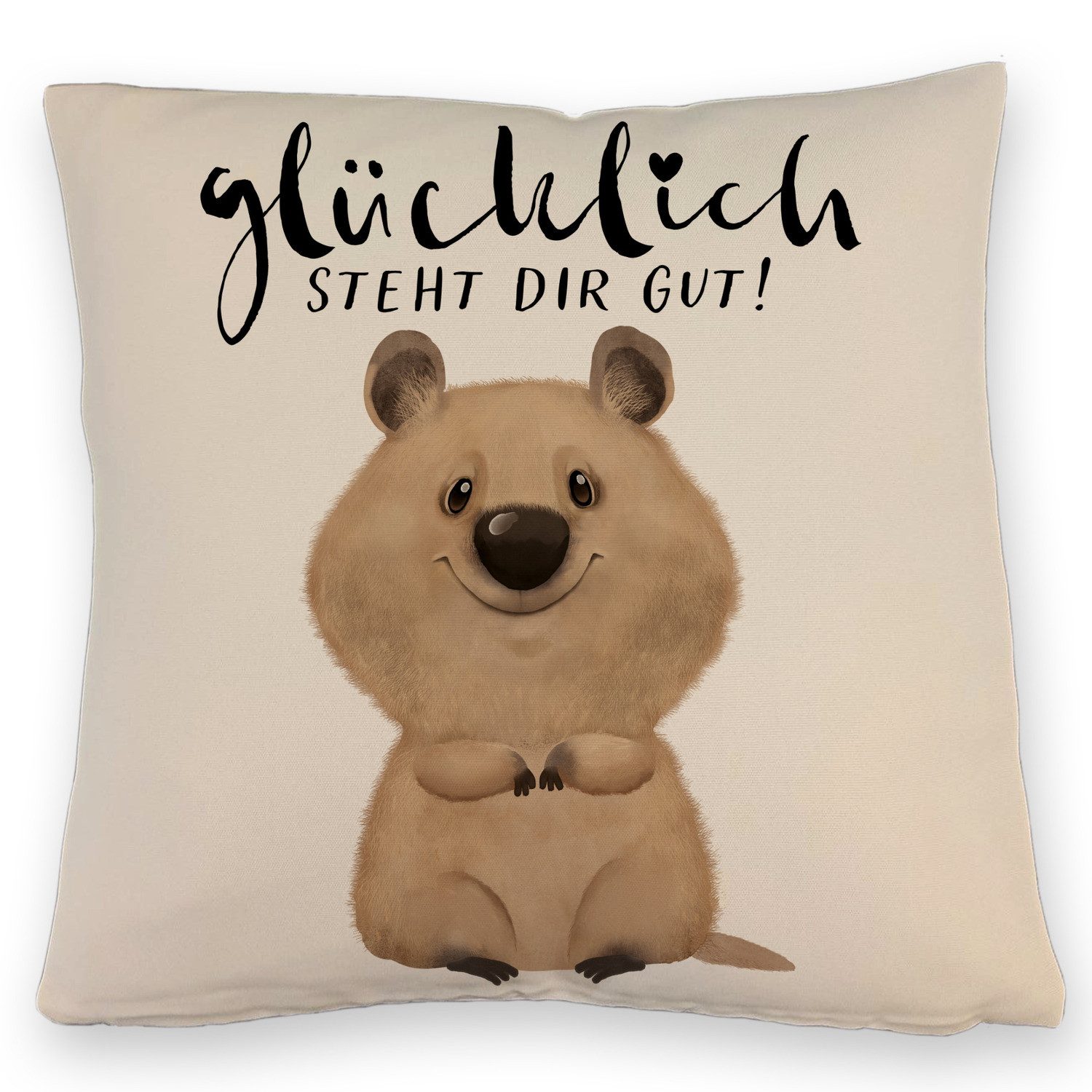 speecheese Dekokissen Quokka Kissen mit Leinenoptik mit Spruch