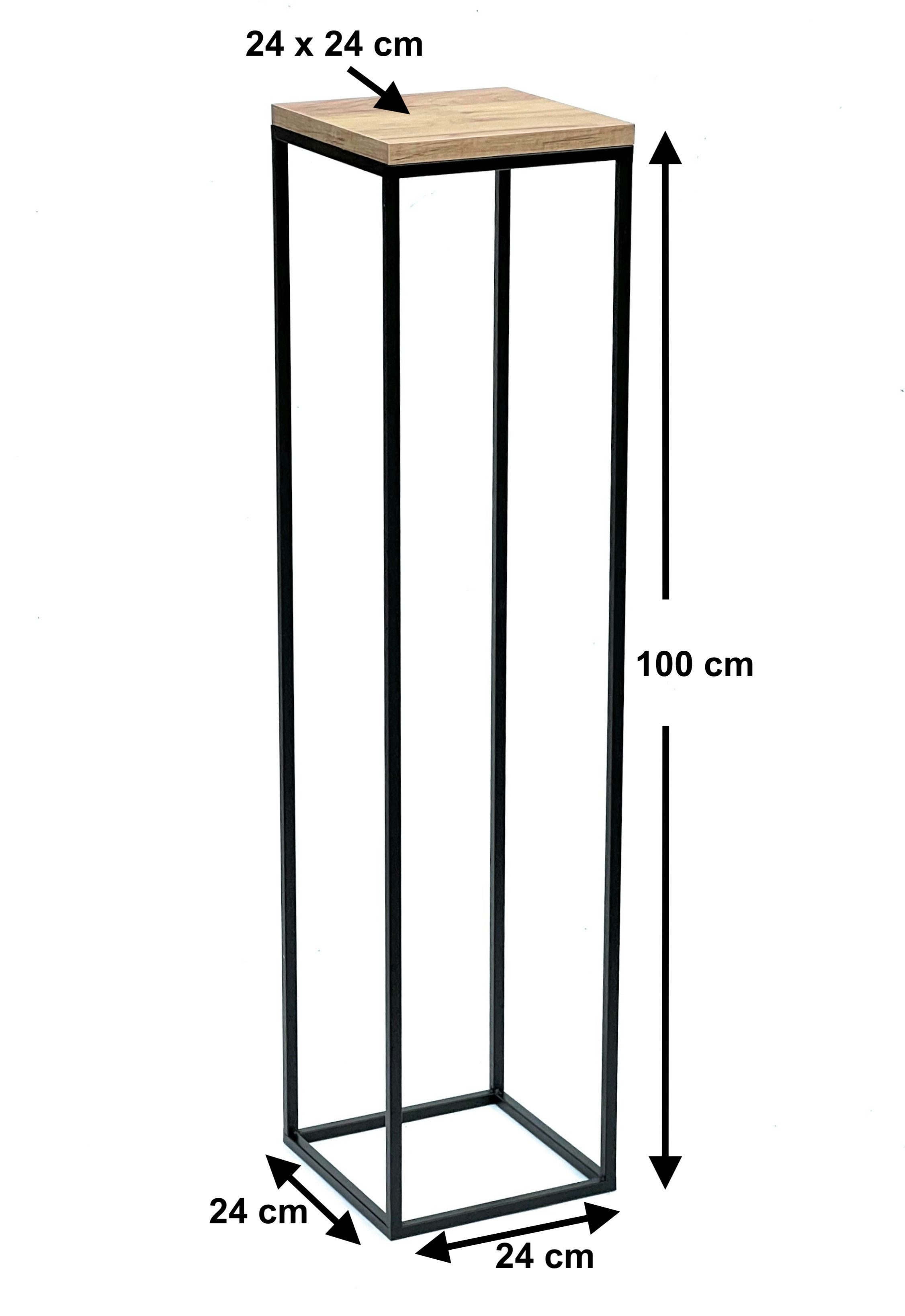 DanDiBo Blumenhocker Blumenhocker Metall Holz Schwarz Eckig 100 cm Beistelltisch Modern – Bild 2 von 5