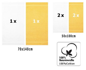 Betz Handtuch Set 6-tlg. Handtuch-Set PREMIUM gelb und weiß, 100% Baumwolle, (Set, 6-tlg), 100% Baumwolle