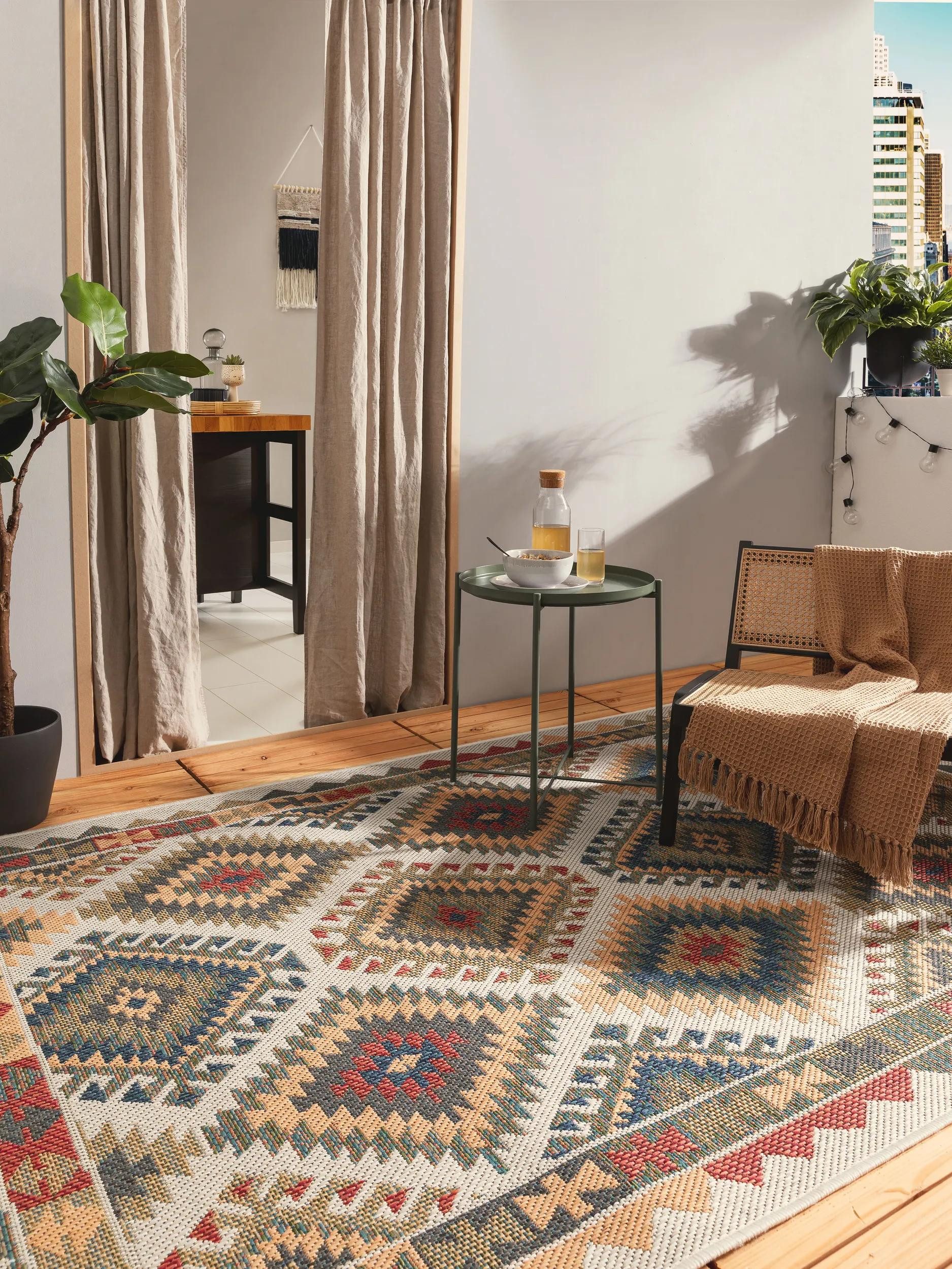 benuta Outdoorteppich Mirena, rechteckig, Höhe: 5 mm, Kunstfaser, Berber, Ethno-Style, Wohnzimmer