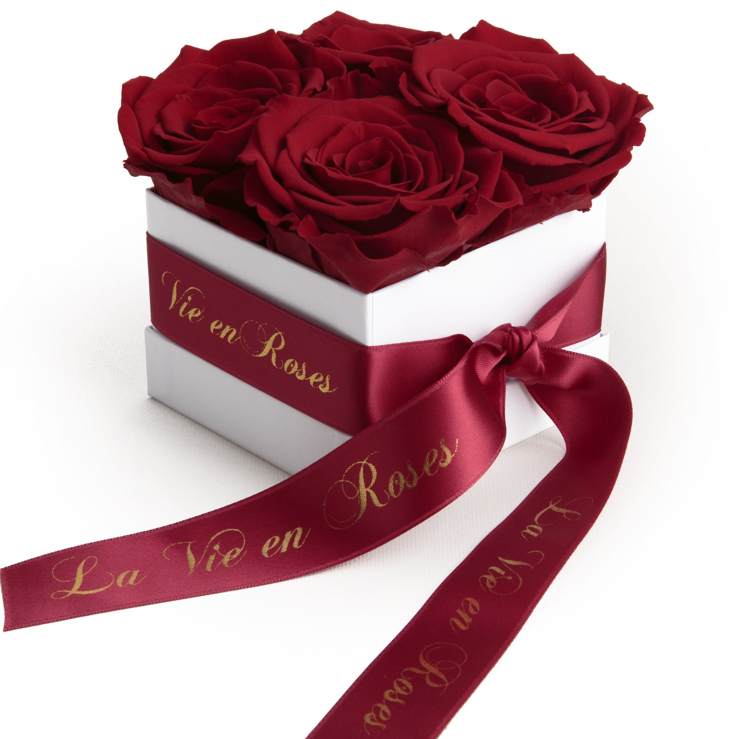 Kunstblume Rosenbox Damen SCHULZ Infinity Frauen Deko cm, Höhe für Rose, ROSEMARIE Poesie Heidelberg, für 8.5 Valentinstag weiß Dunkelrot Geschenk zum Rosen