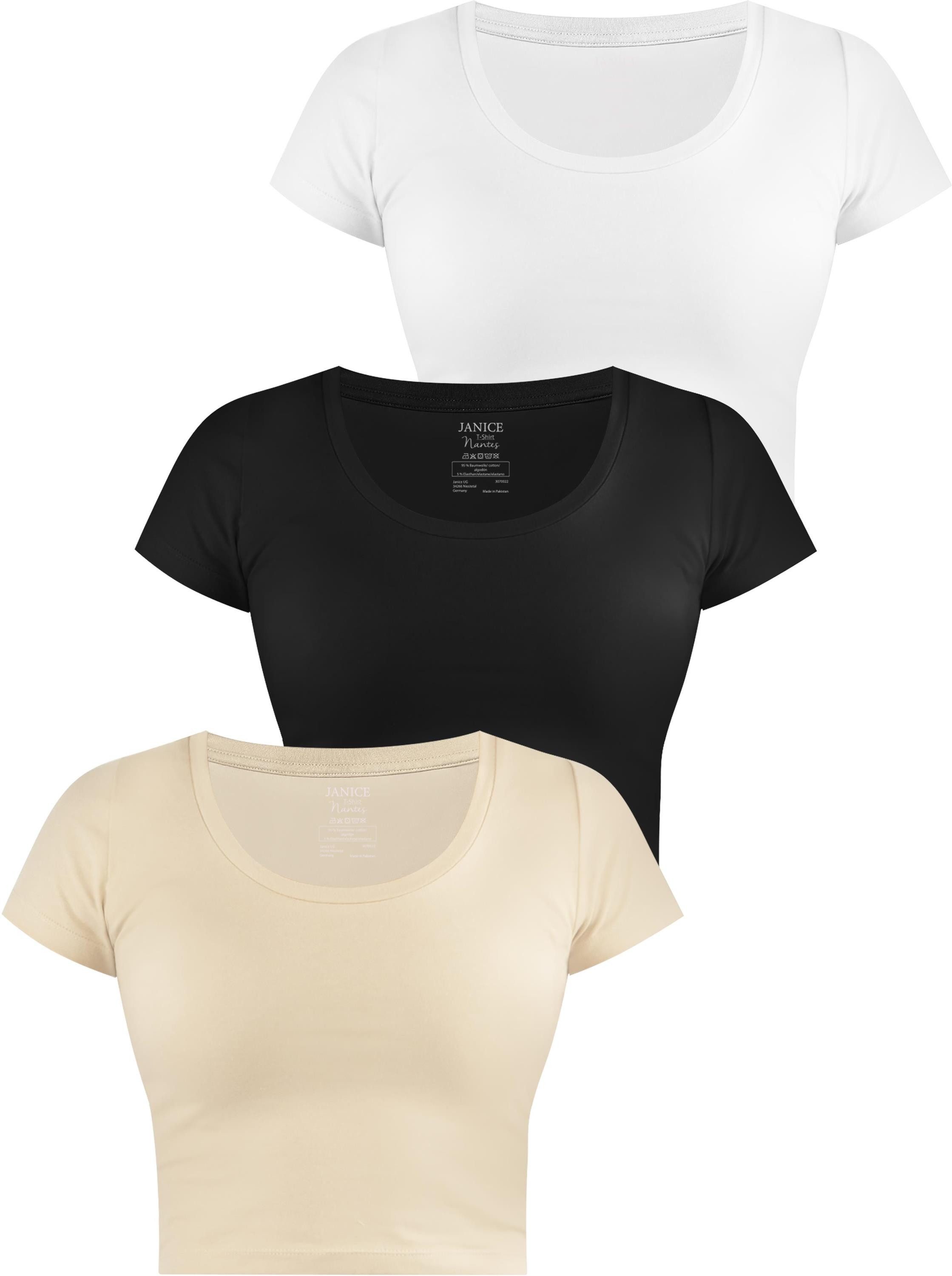 Janice Kurzarmshirt 3 x Damen crop günstig online kaufen