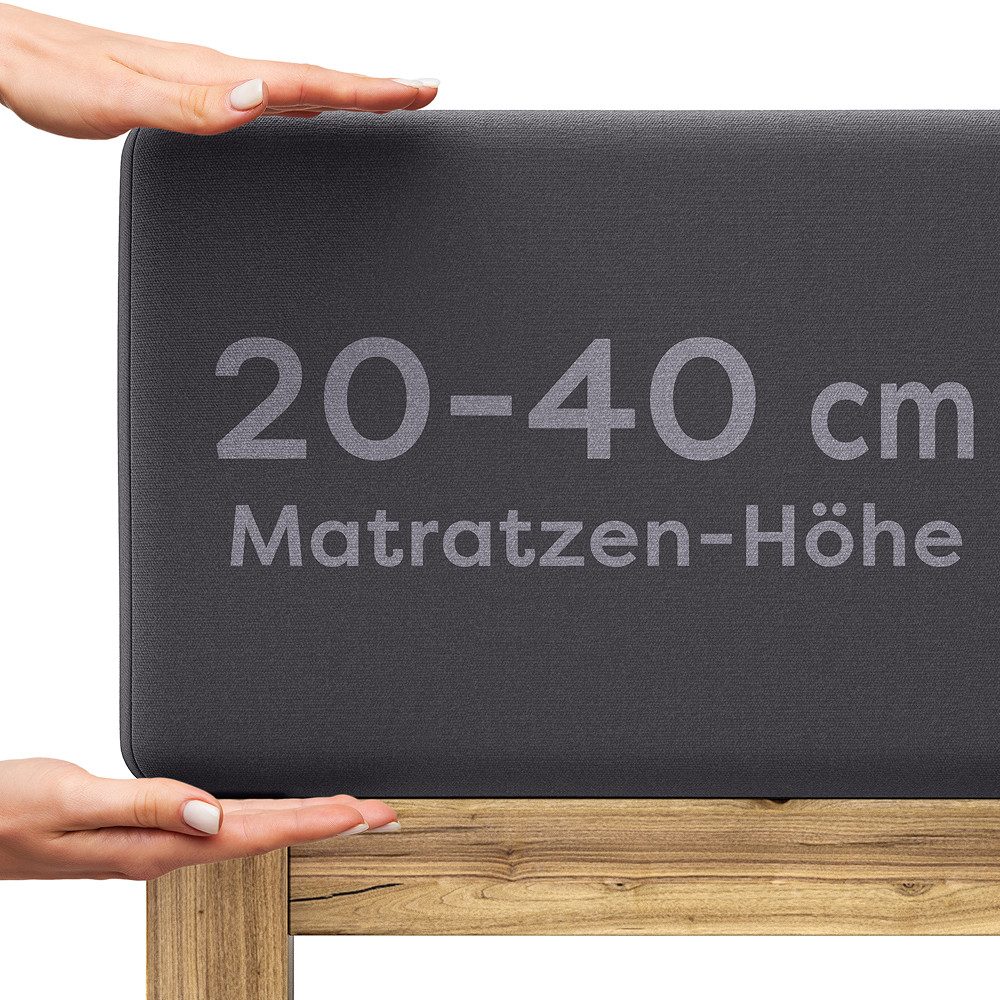 Wolkenfeld Spannbettlaken Boxspringbett Bettlaken - Spannbetttuch für Matratzen bis 40cm, Jersey, Gummizug: rundum, (1 Stück), Elastisch & Rutschfest: 90x200, 140x200, 160x200, 180x200 & Übergrößen