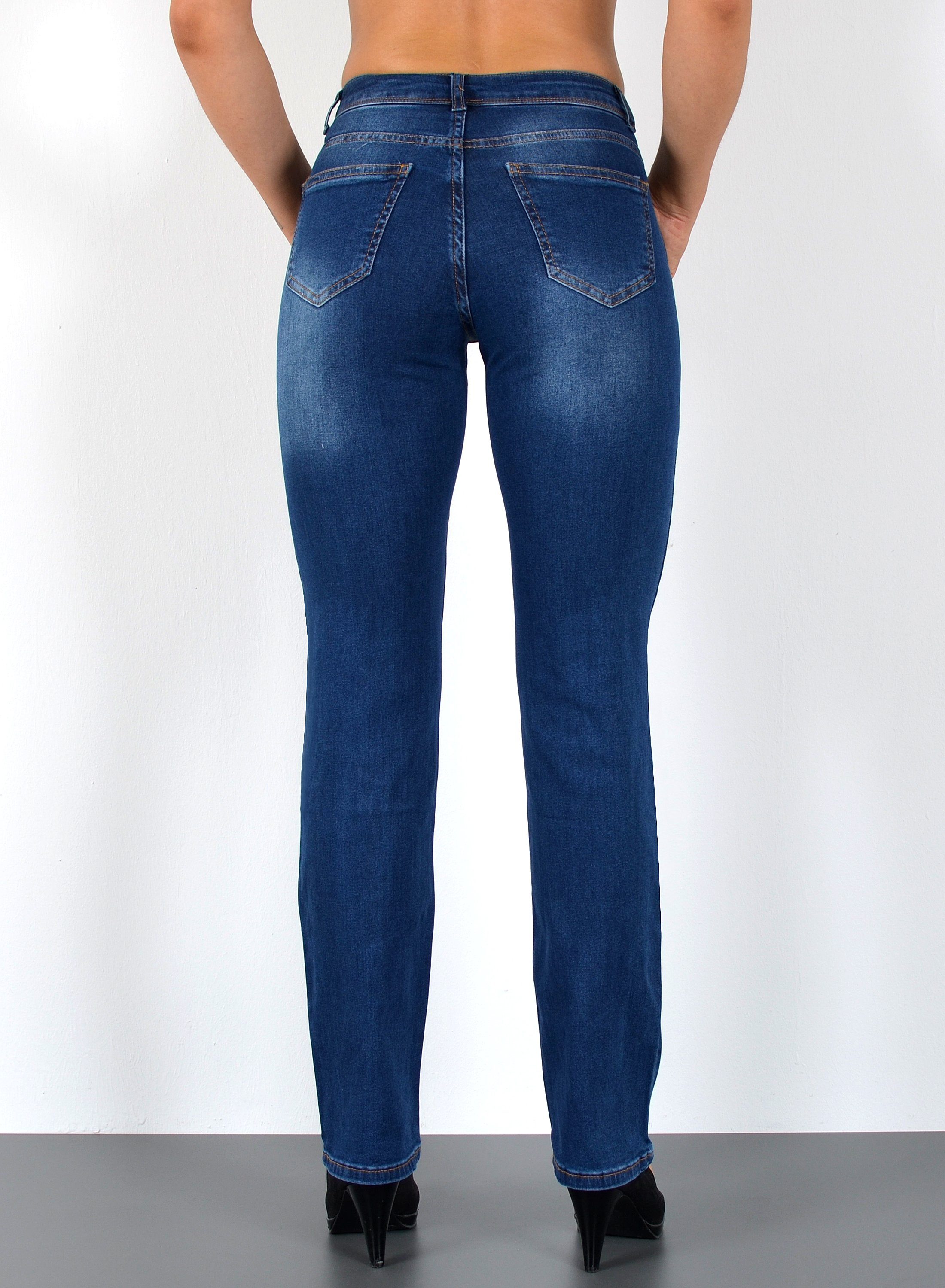 ESRA Straight-Jeans Stretch-Jeans Damen High Waist Jeans Straight Leg Hose Regular G3 Straight Fit Jeans Damen High Waist Gerade Schnitt Jeans bis Übergröße – Bild 5 von 5