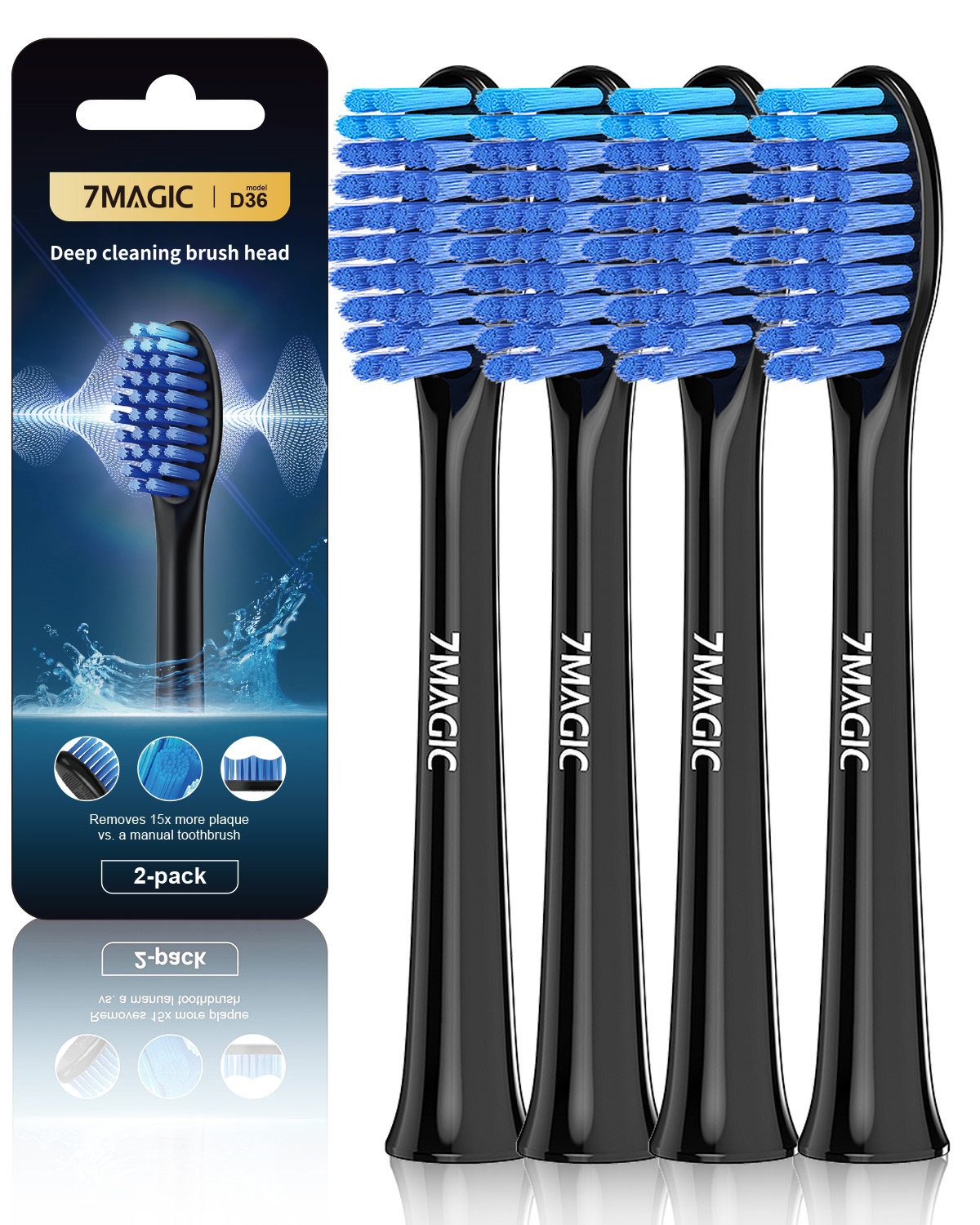 MCURO Aufsteckbürsten D36 Tiefenreinigung Aufsteckbürsten für D36 Elektrischen Zahnbürste, 2er Set, Arbeitet mit Precision Clean, 3D Whitening, Sensitive Clean, U-förmige Borsten, Standardgröße,Ersatzbürsten für tägliche Reinigung