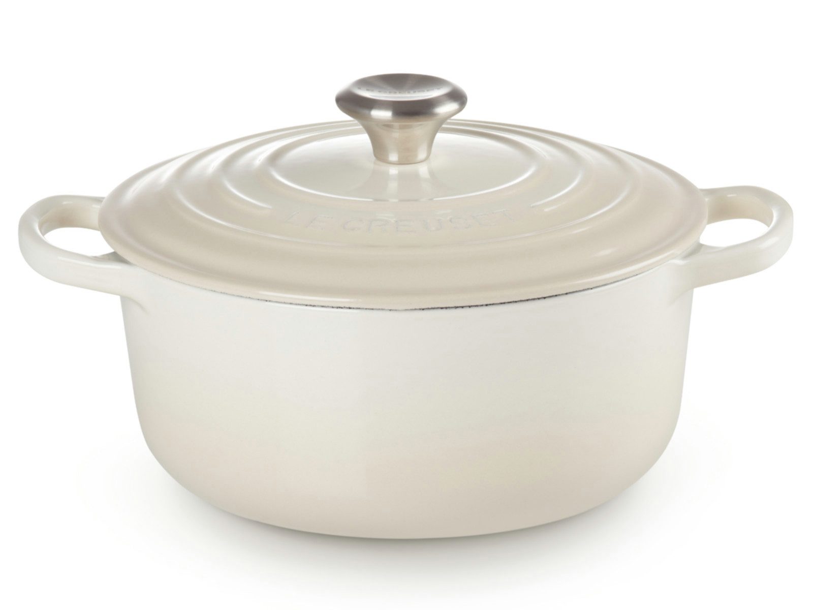 LE CREUSET Bräter Bräter Signature rund meringue 22cm, Emailliertes Gusseisen