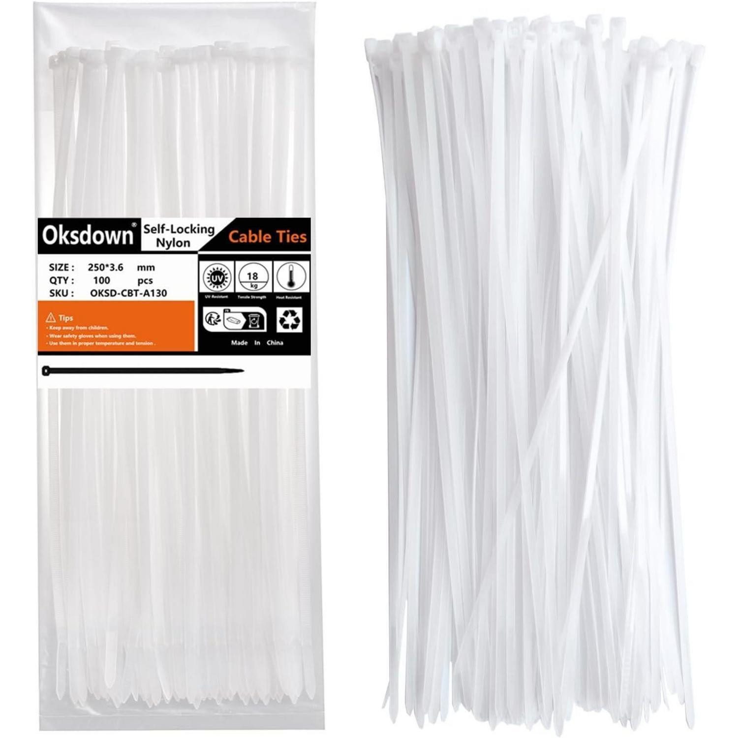 LuxusKollektion Kabelbinder Kabelbinder 100 250mm 3,6mm Nylon 18kg Zugfestigkeit 3.6x250mm