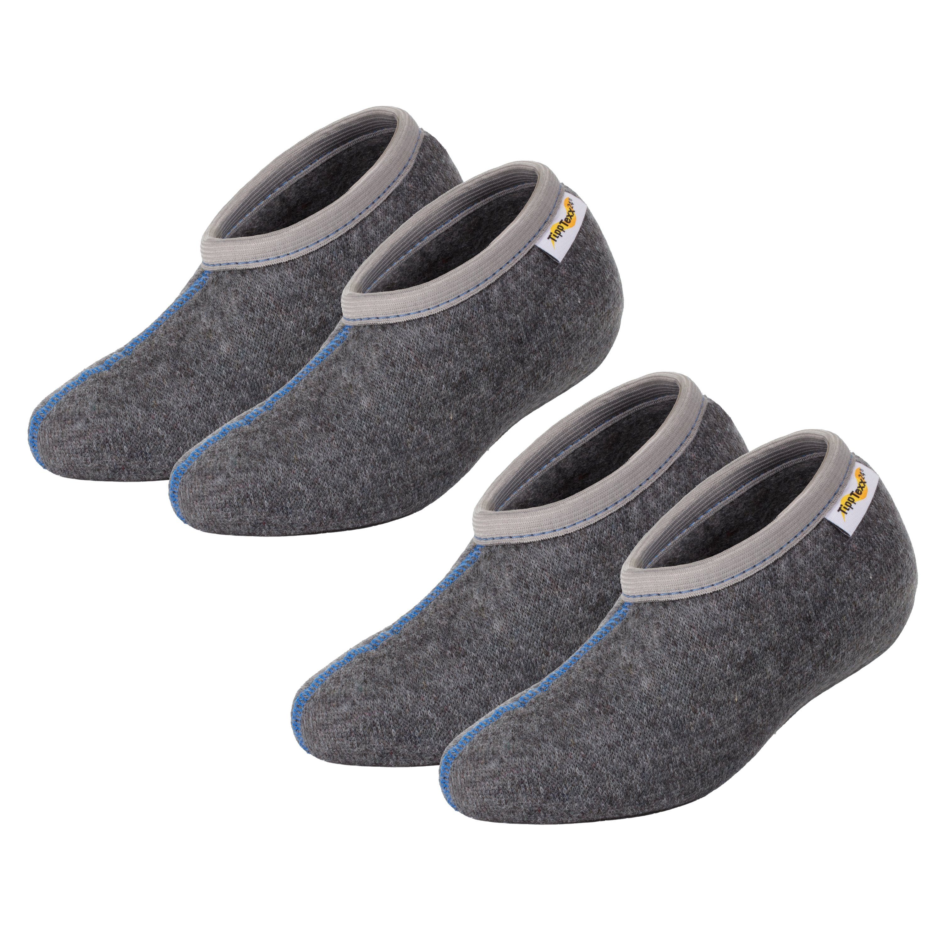 TippTexx 24 Socken 2 Paar Stiefelsocken Grau mit Wolle für Kinder ideal für Gummistiefel