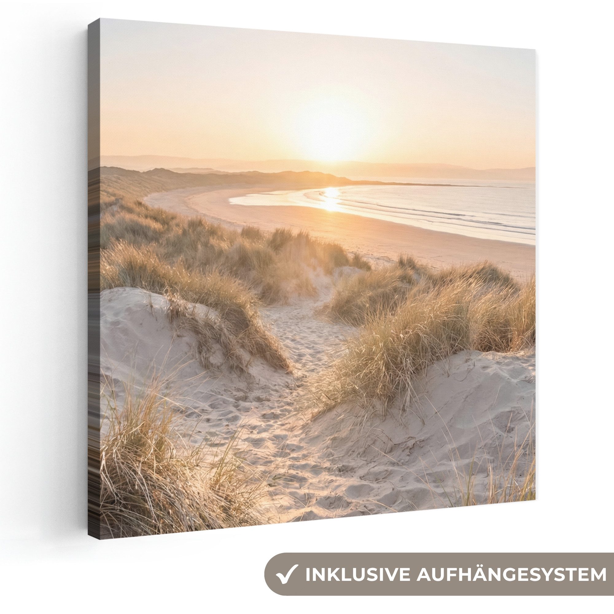OneMillionCanvasses® Leinwandbild Dünen - Strand - Meer, Fotodruck (1 St), Wandbild, Deko Schlafzimmer Wohnzimmer Flur 20x20 cm