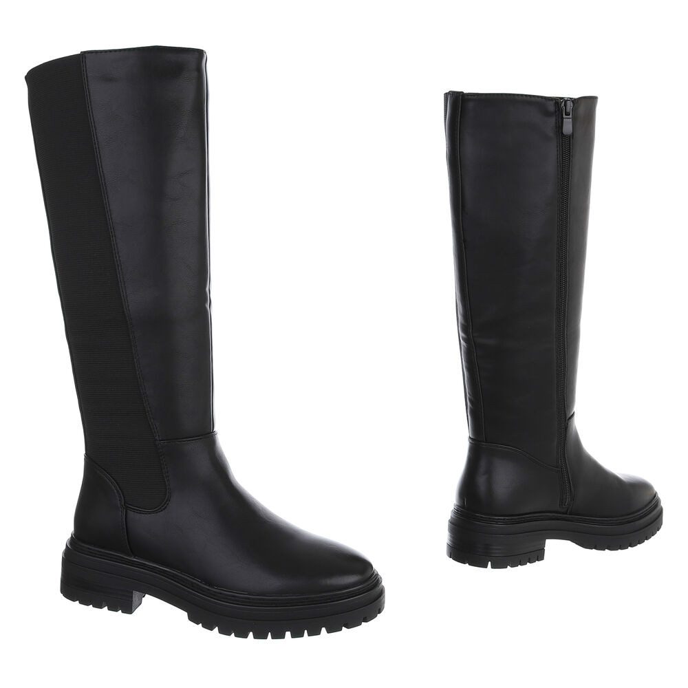 Ital-Design Modische Damen-Stiefel mit Blockabsatz und elastischen Einsätzen Plateaustiefel (90624851) Blockabsatz Stiefel in Schwarz – Bild 4 von 5