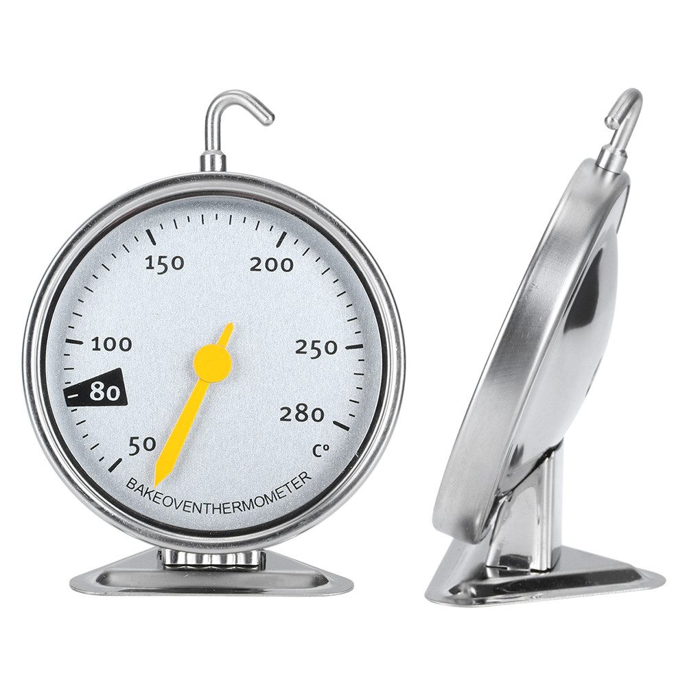 Backofenthermometer Edelstahl Ofenthermometer mit großem Ziffernblatt und Haken 50-280℃